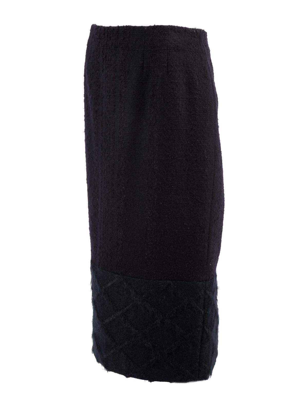 Dior Women's Navy Button Wool Pencil Skirt For Sale 1