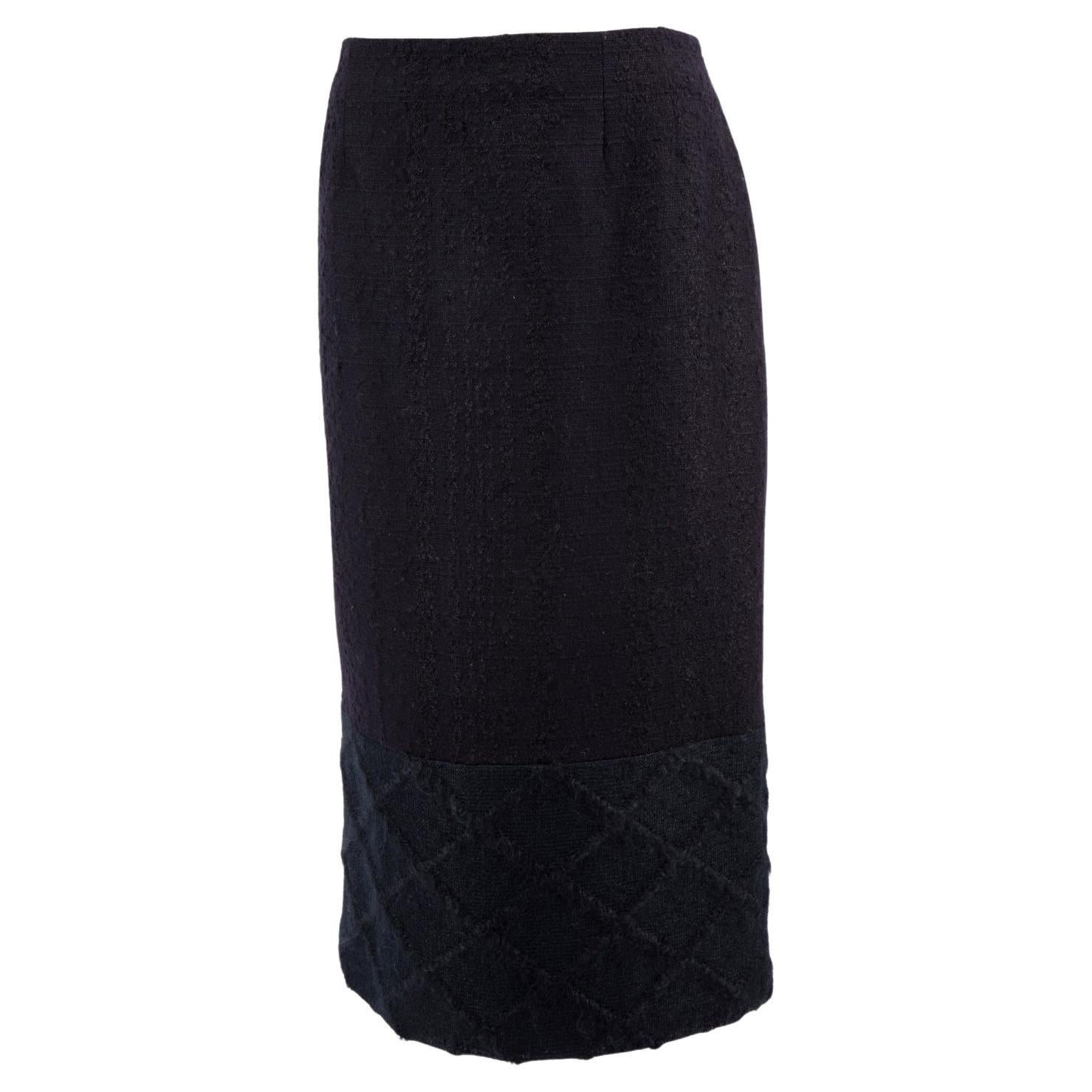 Dior Women's Navy Button Wool Pencil Skirt For Sale