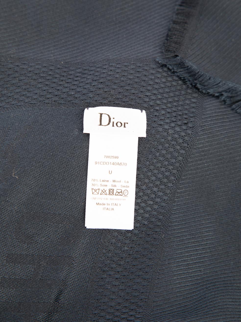 Dior Women's Navy Wool Oblique Jacquard Scarf 1