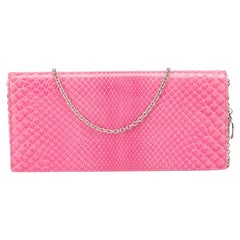 Dior Women's Pink Snakeskin Leather Evening Chain Clutch