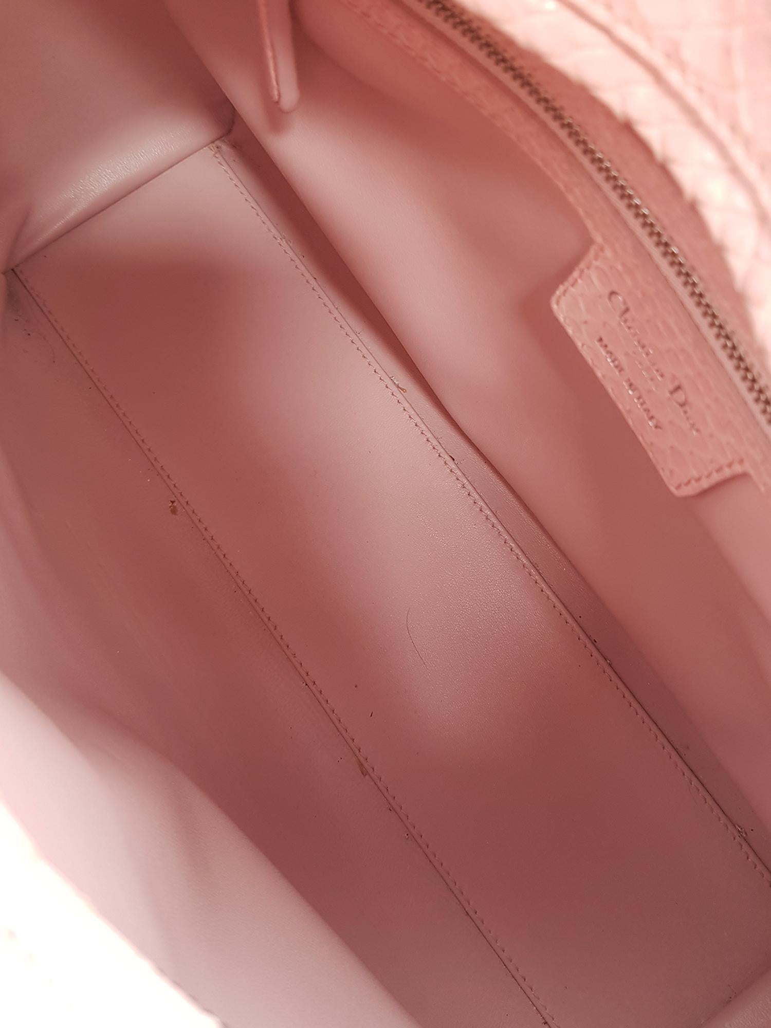 Dior Women's Shoulder Bag Lady Dior Pink Leather In Good Condition For Sale In Milan, IT