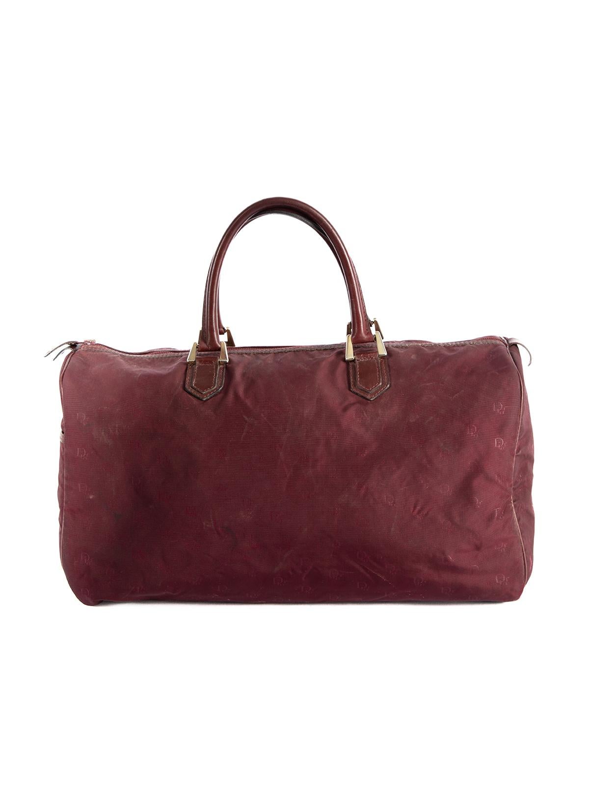 Dior Women's Vintage Burgundy Trotter Duffle Bag In Good Condition In London, GB