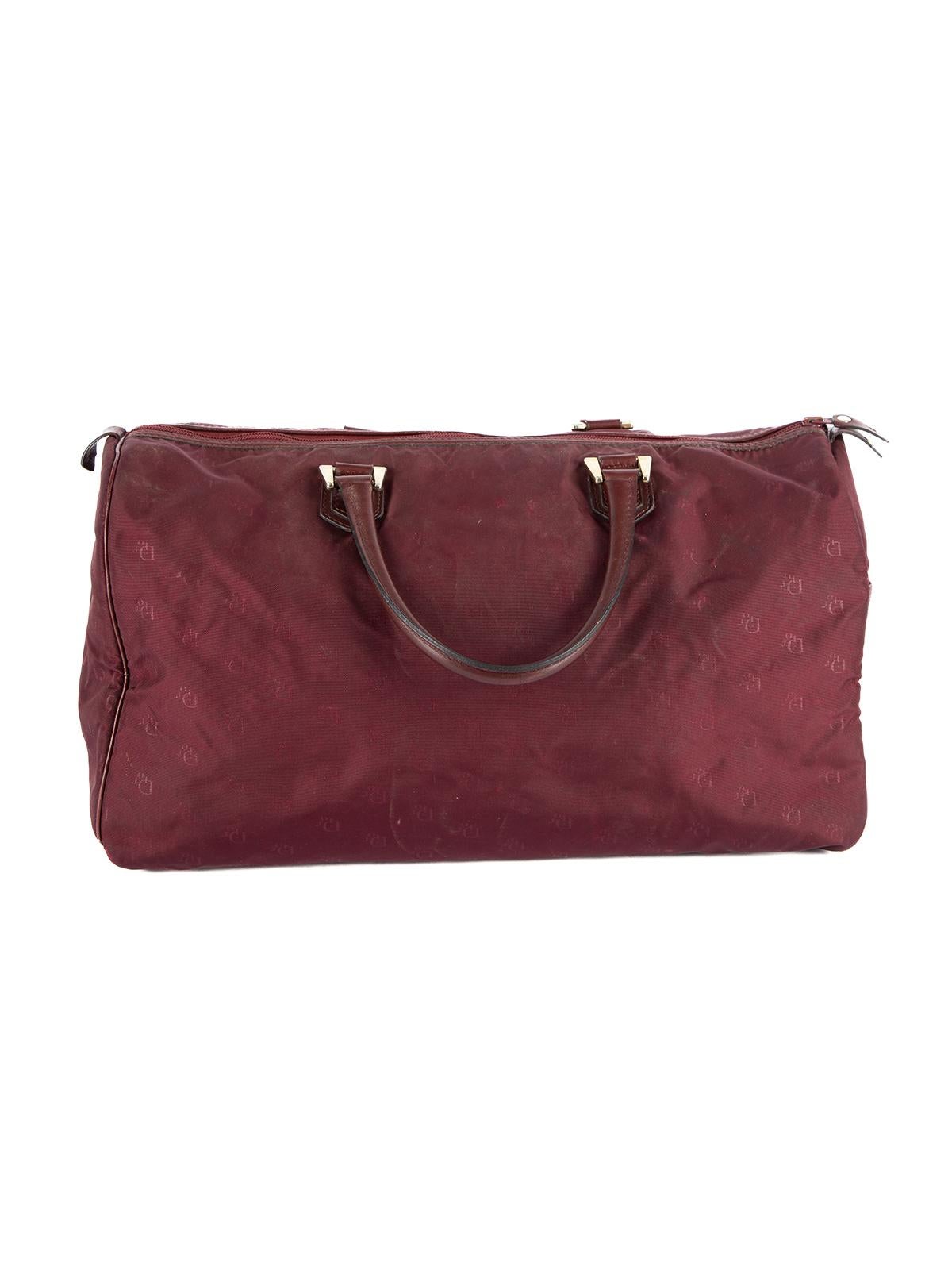 Dior Women's Vintage Burgundy Trotter Duffle Bag In Good Condition For Sale In London, GB
