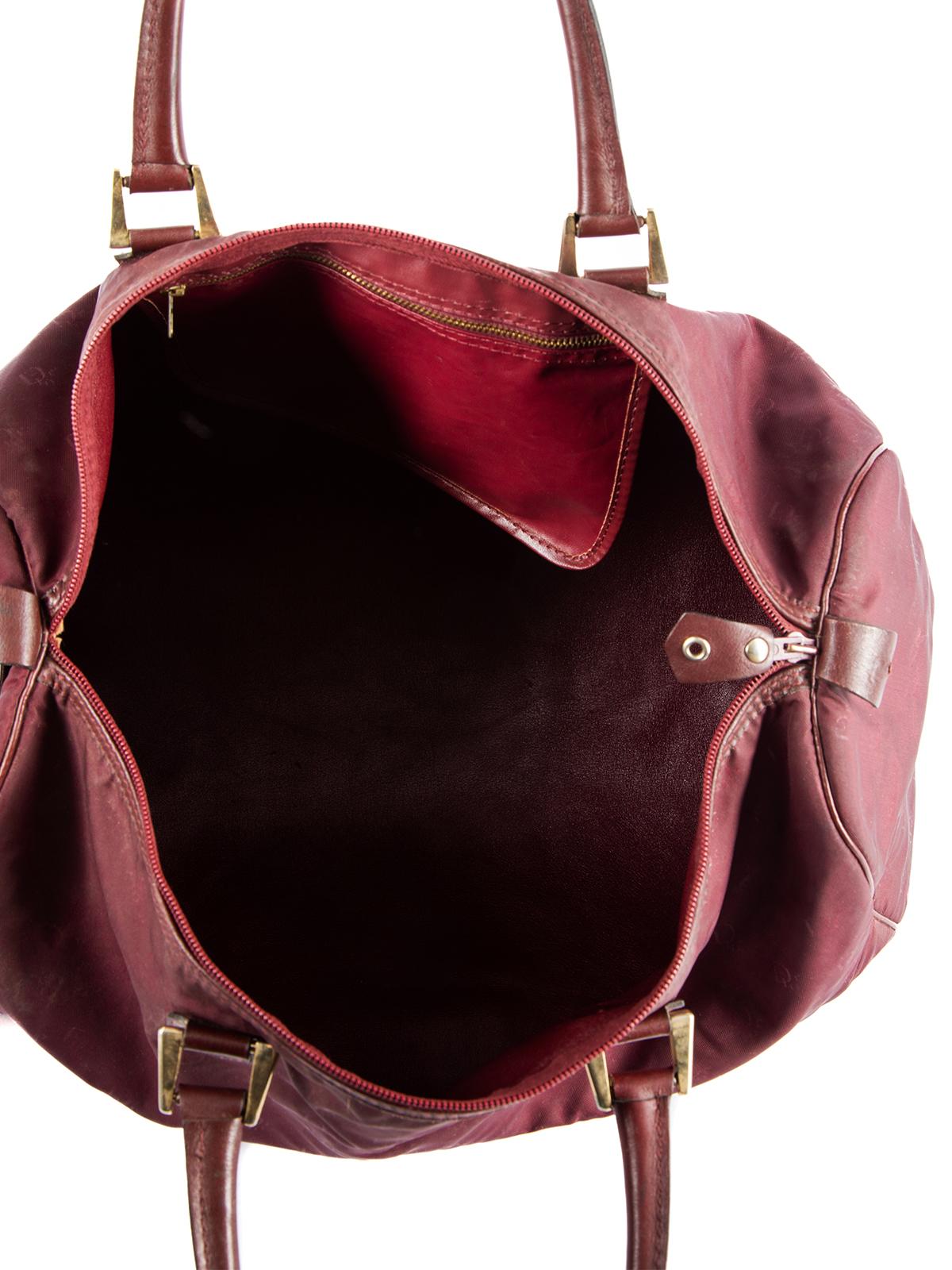Dior Women's Vintage Burgundy Trotter Duffle Bag For Sale 3
