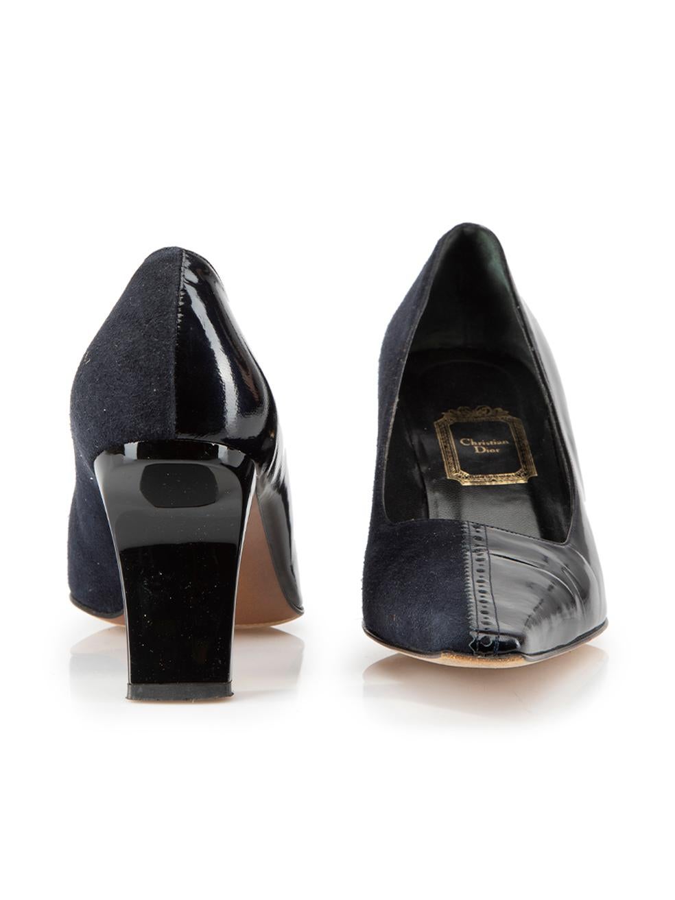 Dior Women's Vintage Navy & Black Pointed Toe Pumps In Good Condition In London, GB