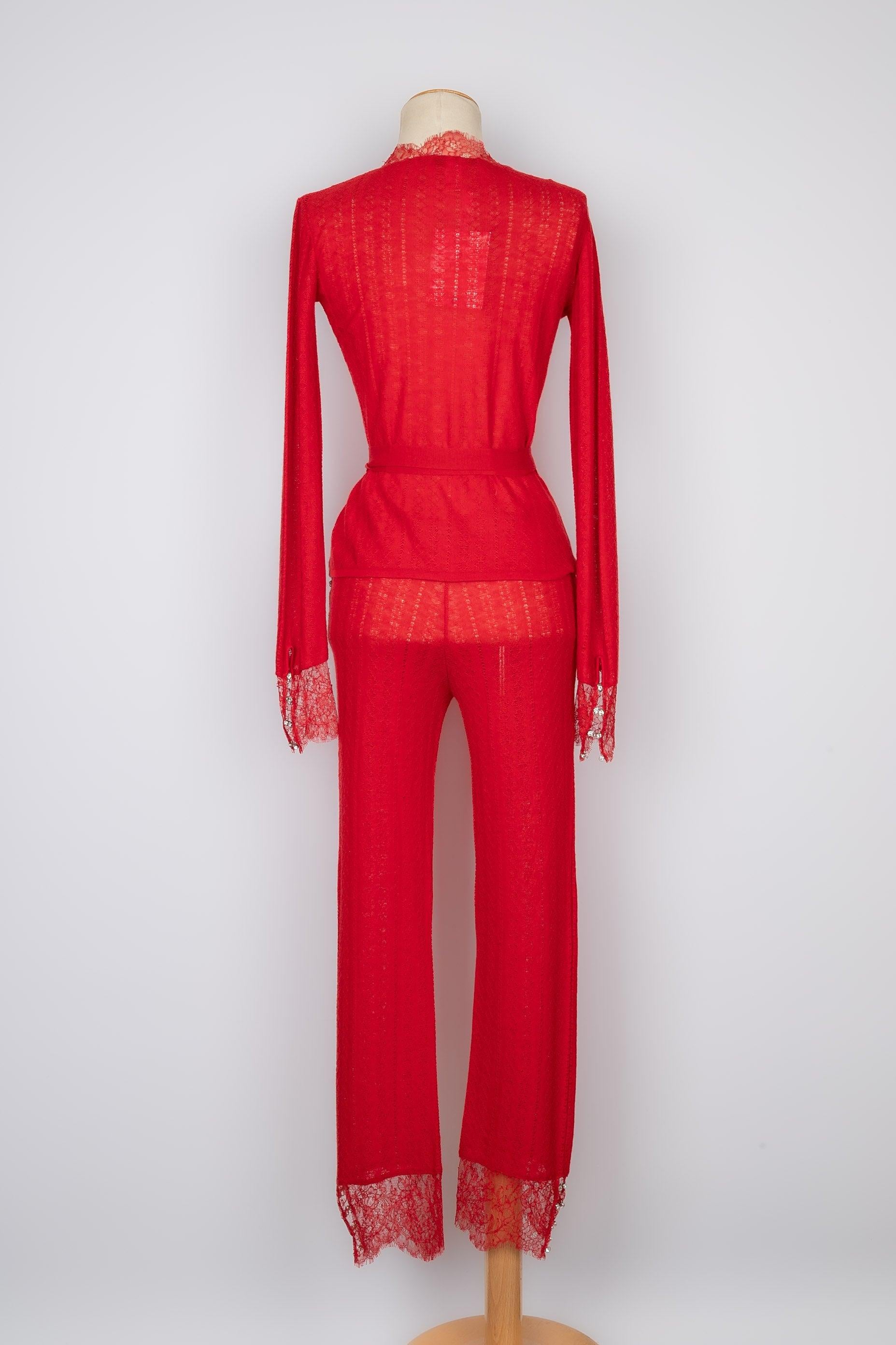 Dior Woolen Set Composed Wrap-Over Top and Pants Excellent état - En vente à SAINT-OUEN-SUR-SEINE, FR