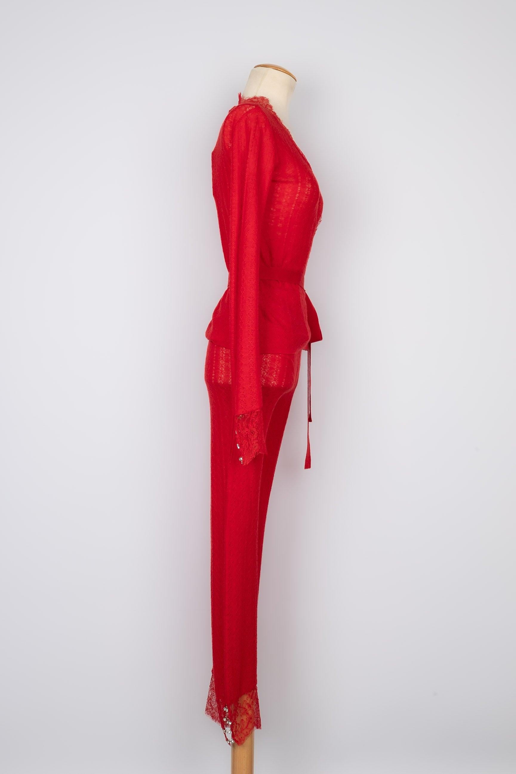 Dior Woolen Set Composed Wrap-Over Top and Pants Pour femmes en vente