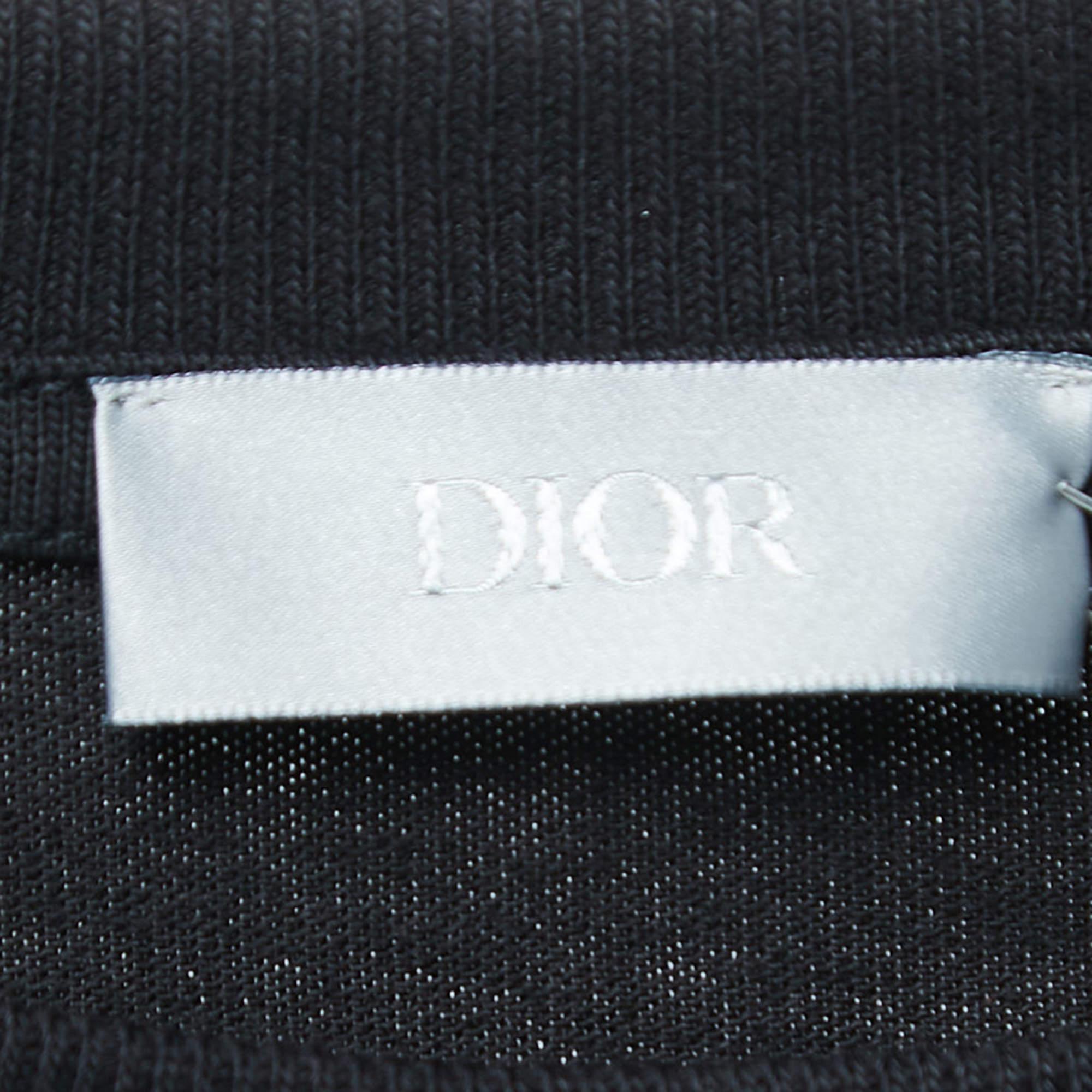 Men's Dior X Cactus Jack Black Embroidered Crew Neck T-Shirt S For Sale