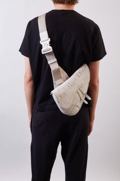 Dior X Daniel Arsham Grained Calfskin White Newspaper Print Saddle Bag