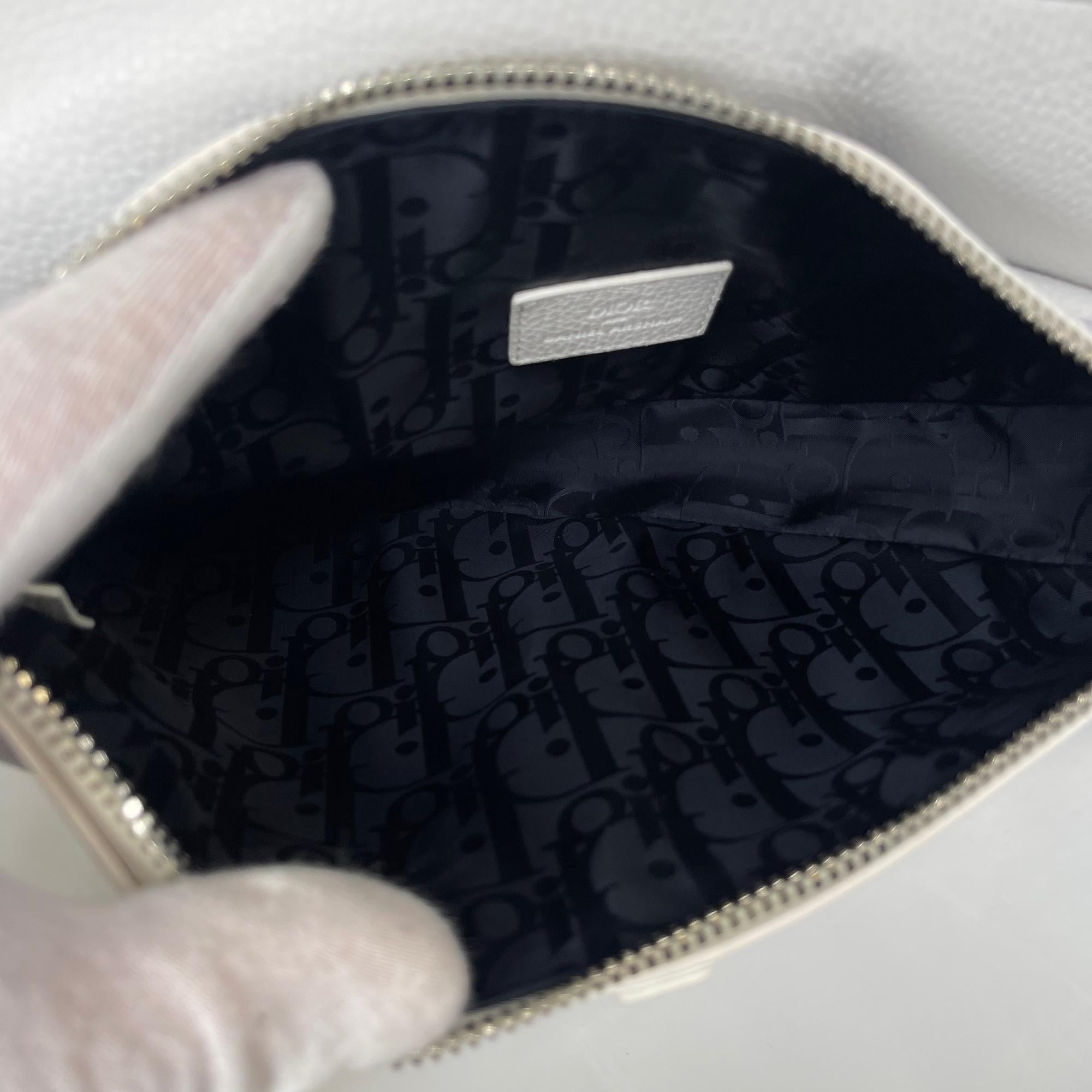 Dior X Daniel Arsham Grained Calfskin White Newspaper Print Saddle Bag For Sale 4