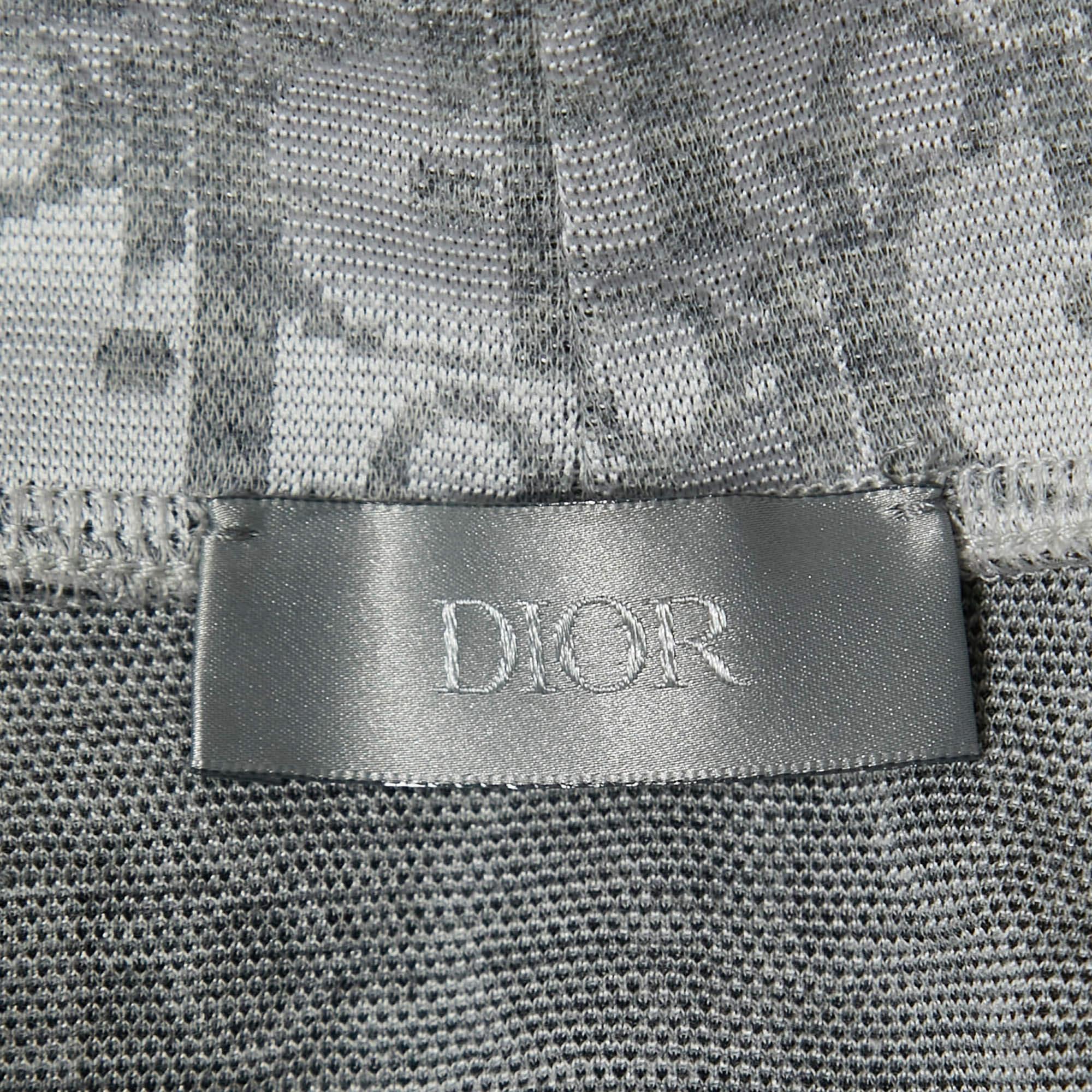 Dior X Daniel Arsham Grey Oblique Patterned Knit High Neck Pullover M 1