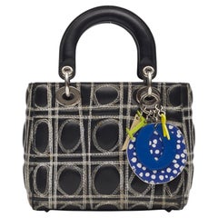 Dior X Daniel Gordon Black Leather Lady Dior Art Bag Small