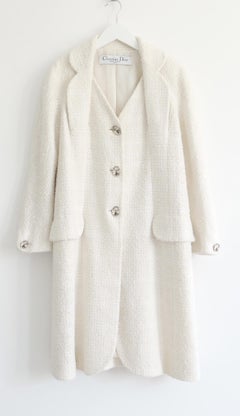 Dior x Galliano Spring 2005 Padlock Button Cream Tweed Coat