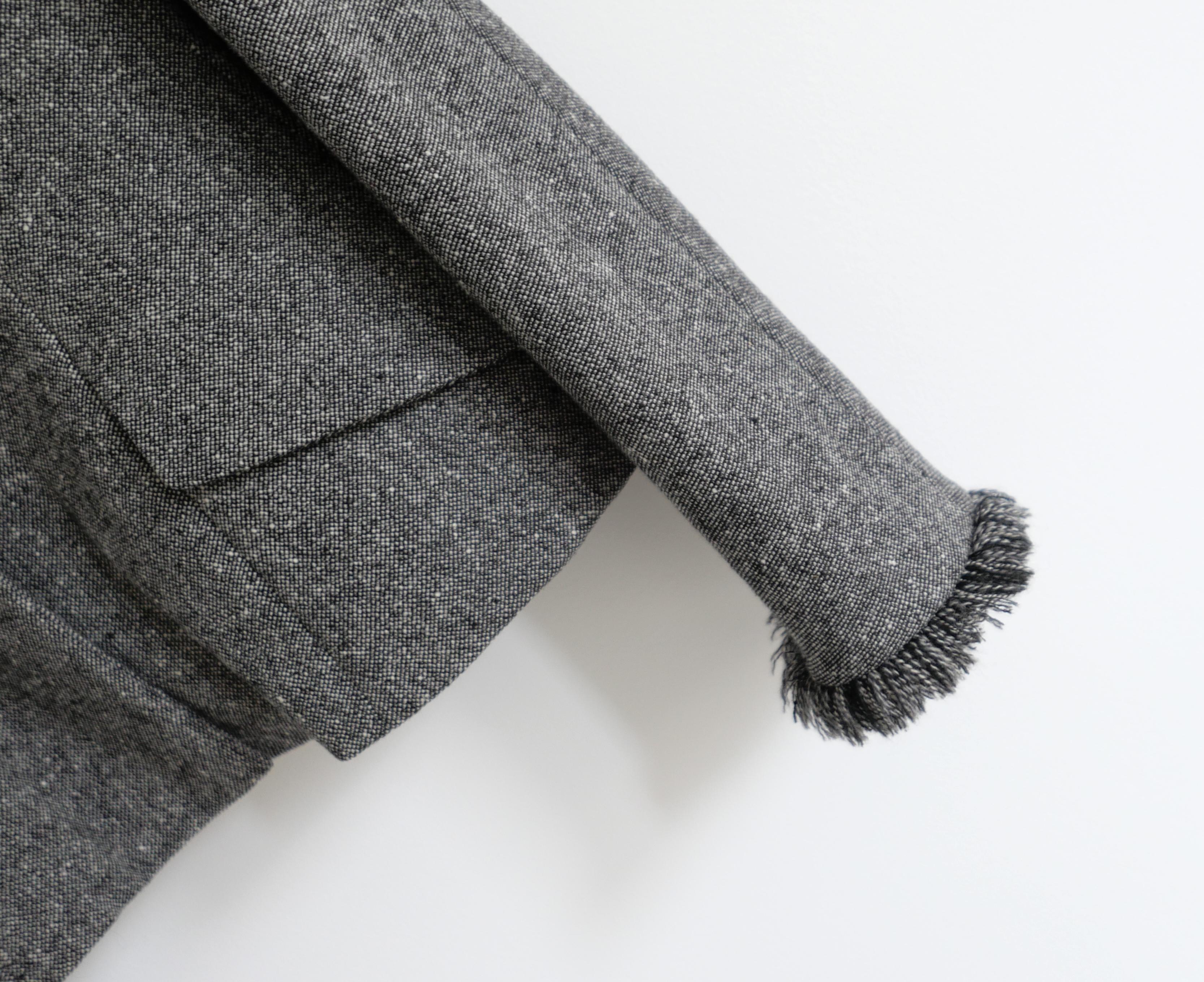Black Dior x John Galliano Fall 2008 Shred Hem Tweed Bar Jacket For Sale