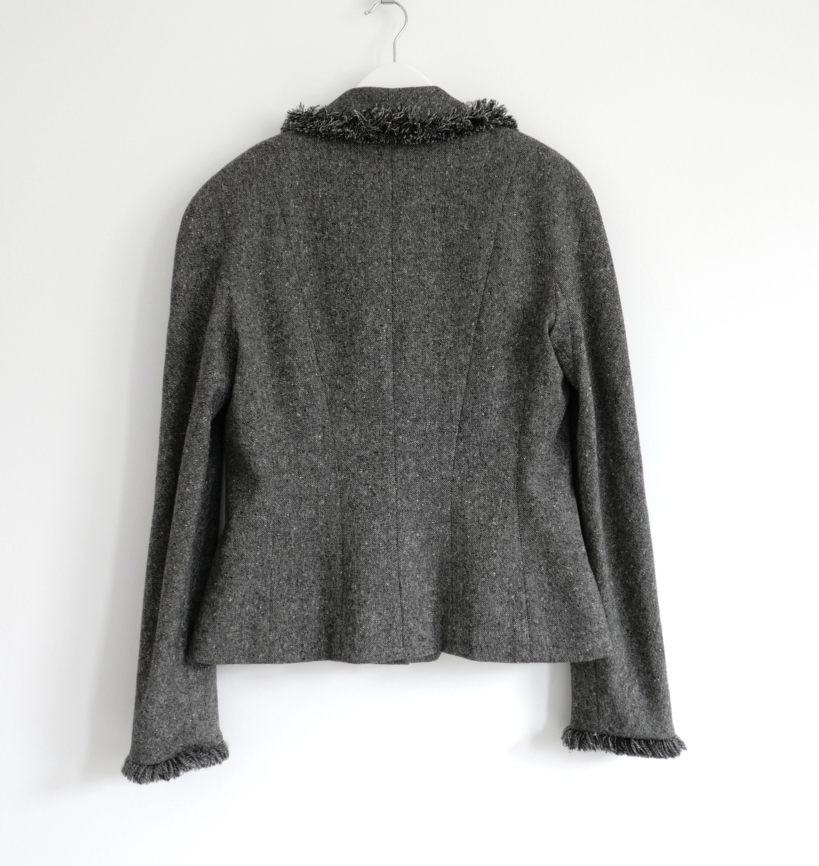 Women's Dior x John Galliano Fall 2008 Shred Hem Tweed Bar Jacket For Sale