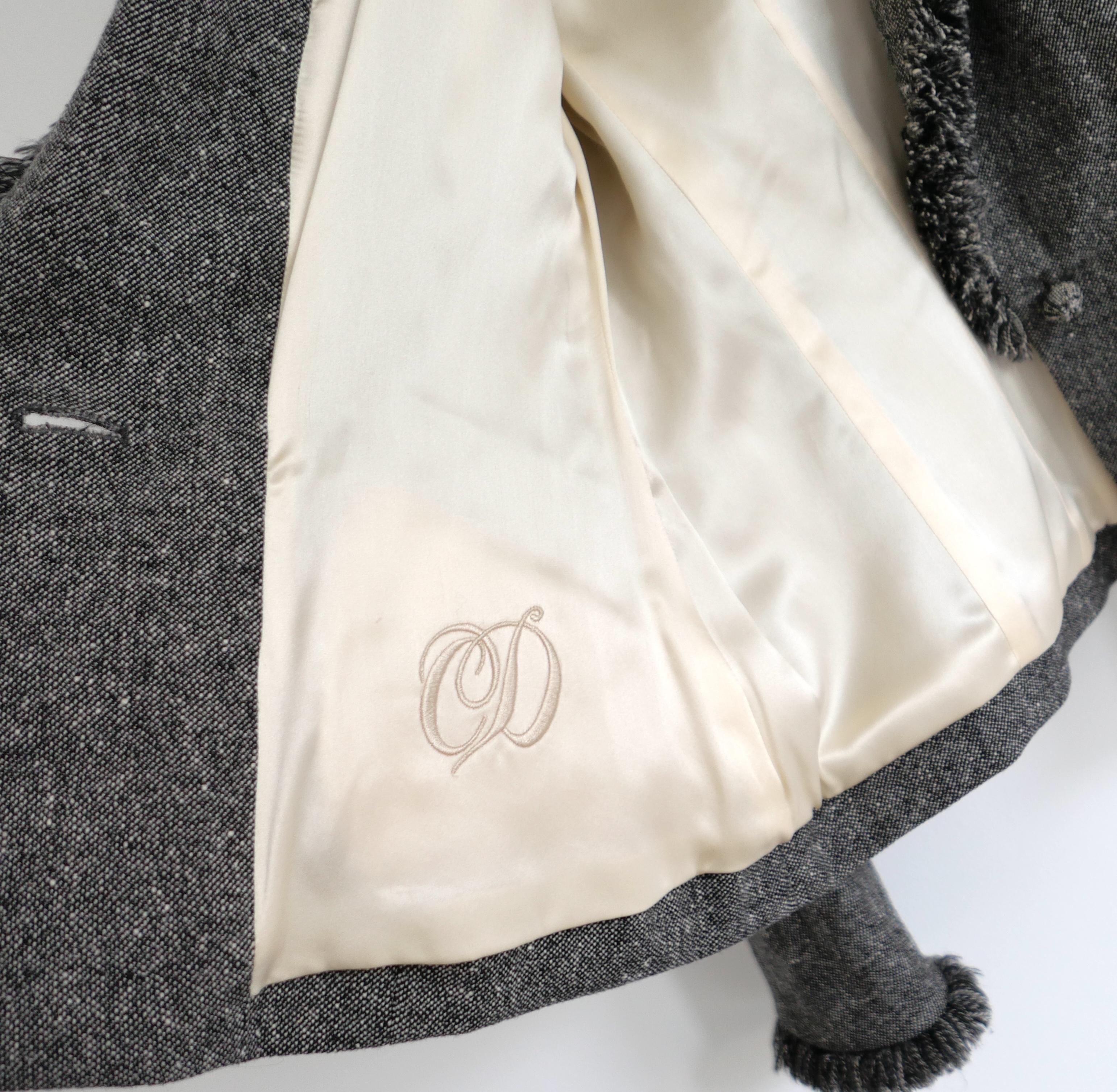 Dior x John Galliano Fall 2008 Shred Hem Tweed Bar Jacket For Sale 2