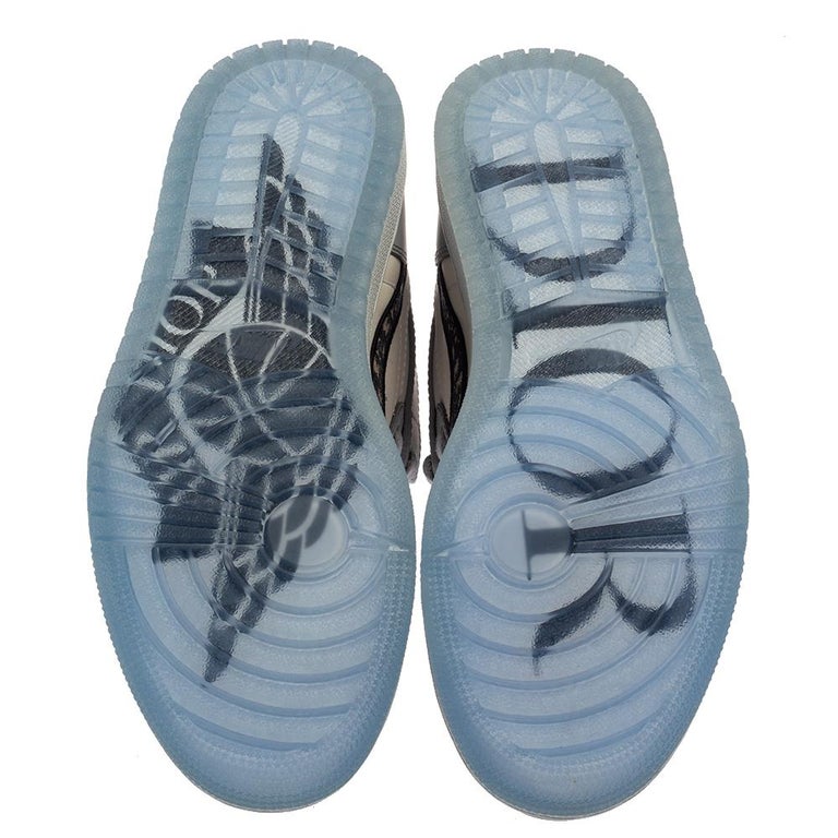 Dior x Jordan Grey/White Leather Air Jordan High Top Sneakers