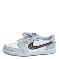 Dior x Jordan Grey/White Leather Air Jordan 1 Low Top Sneakers Size 44