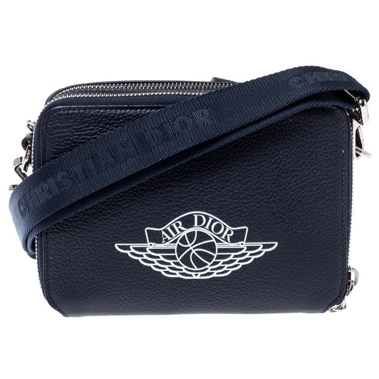 Dior x Jordan Navy Blue Leather Wings Messenger Bag at 1stDibs dior x
