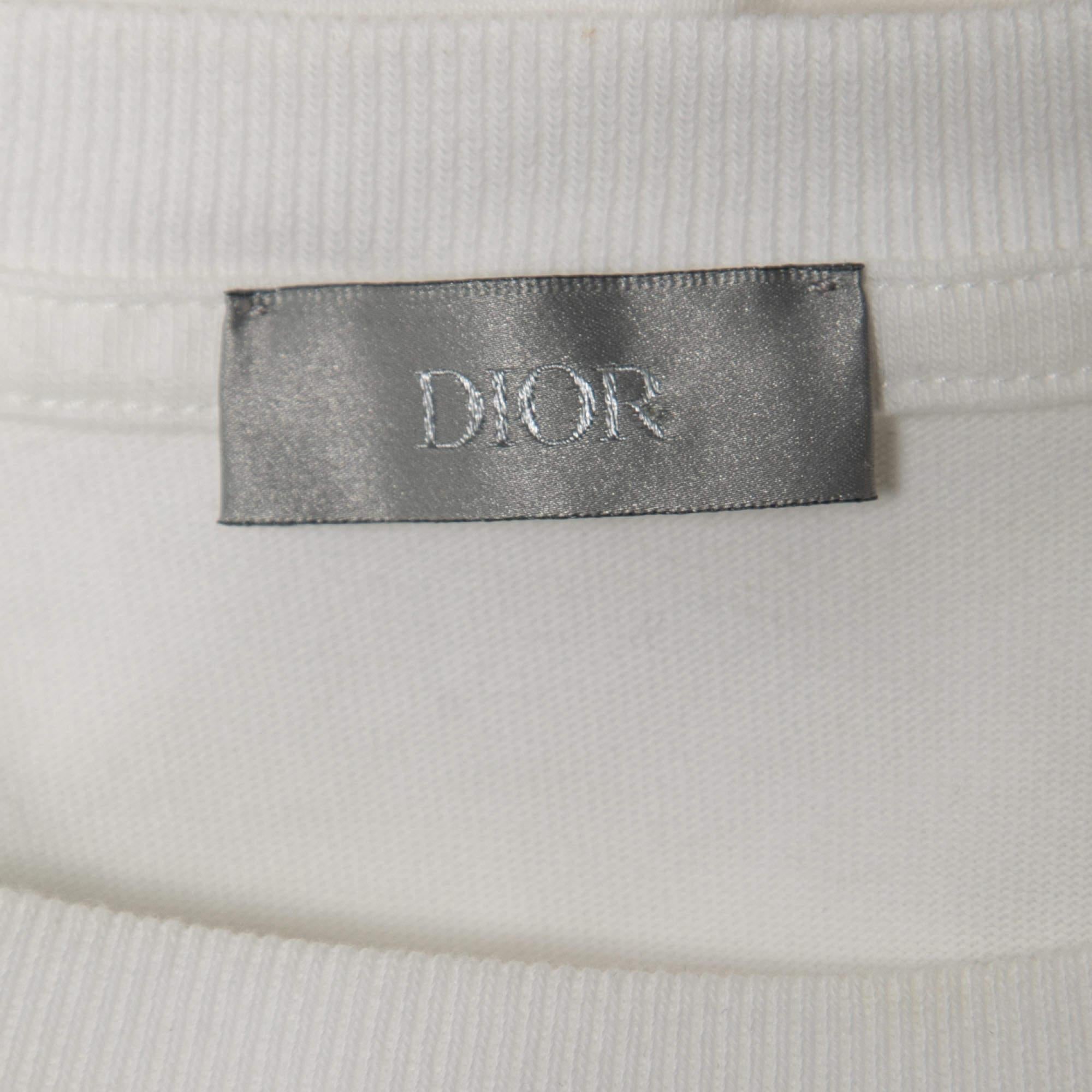 Dior X Jordan White Cotton Logo Embroidered T-Shirt S In Fair Condition In Dubai, Al Qouz 2