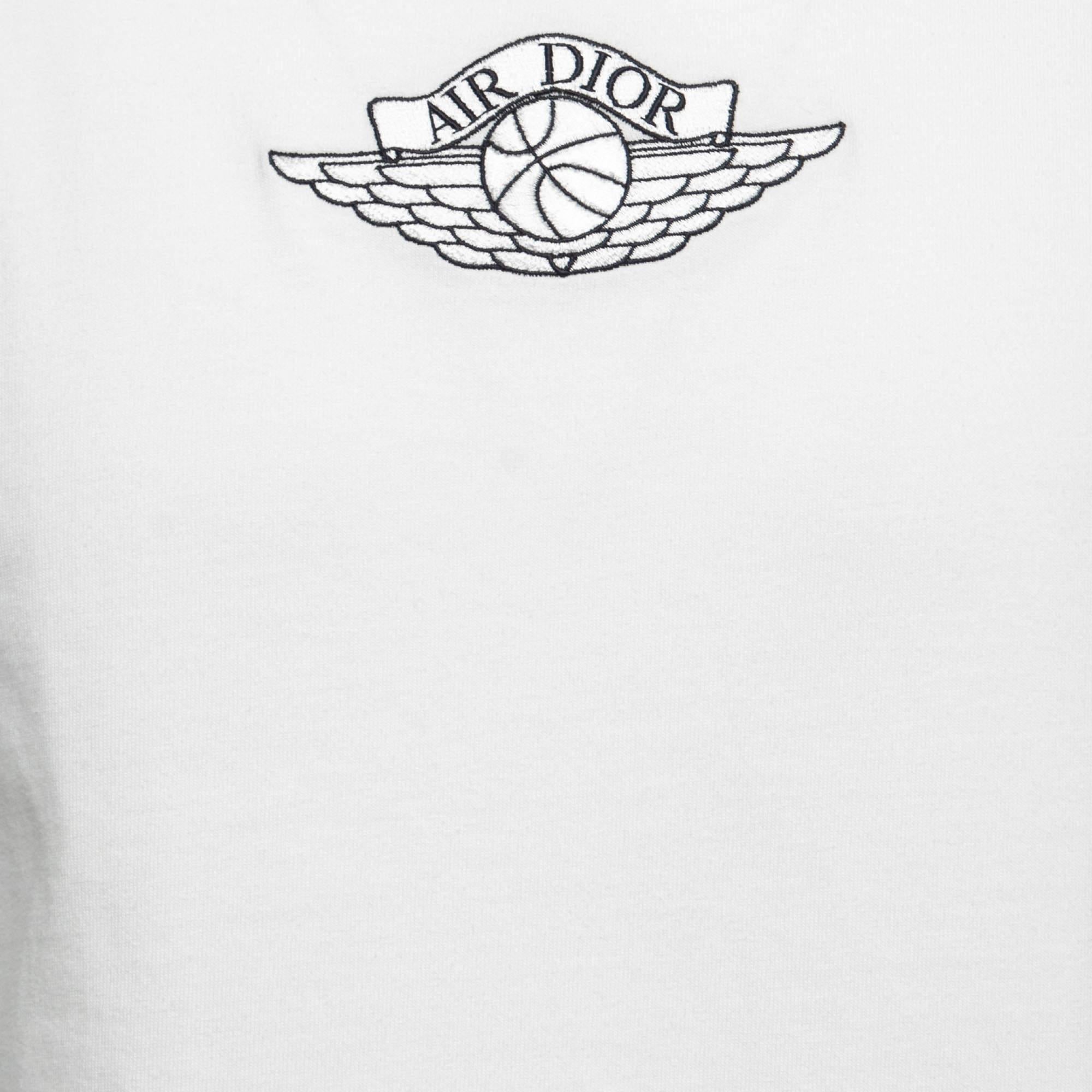 Dior X Jordan White Cotton Logo Embroidered T-Shirt S 1