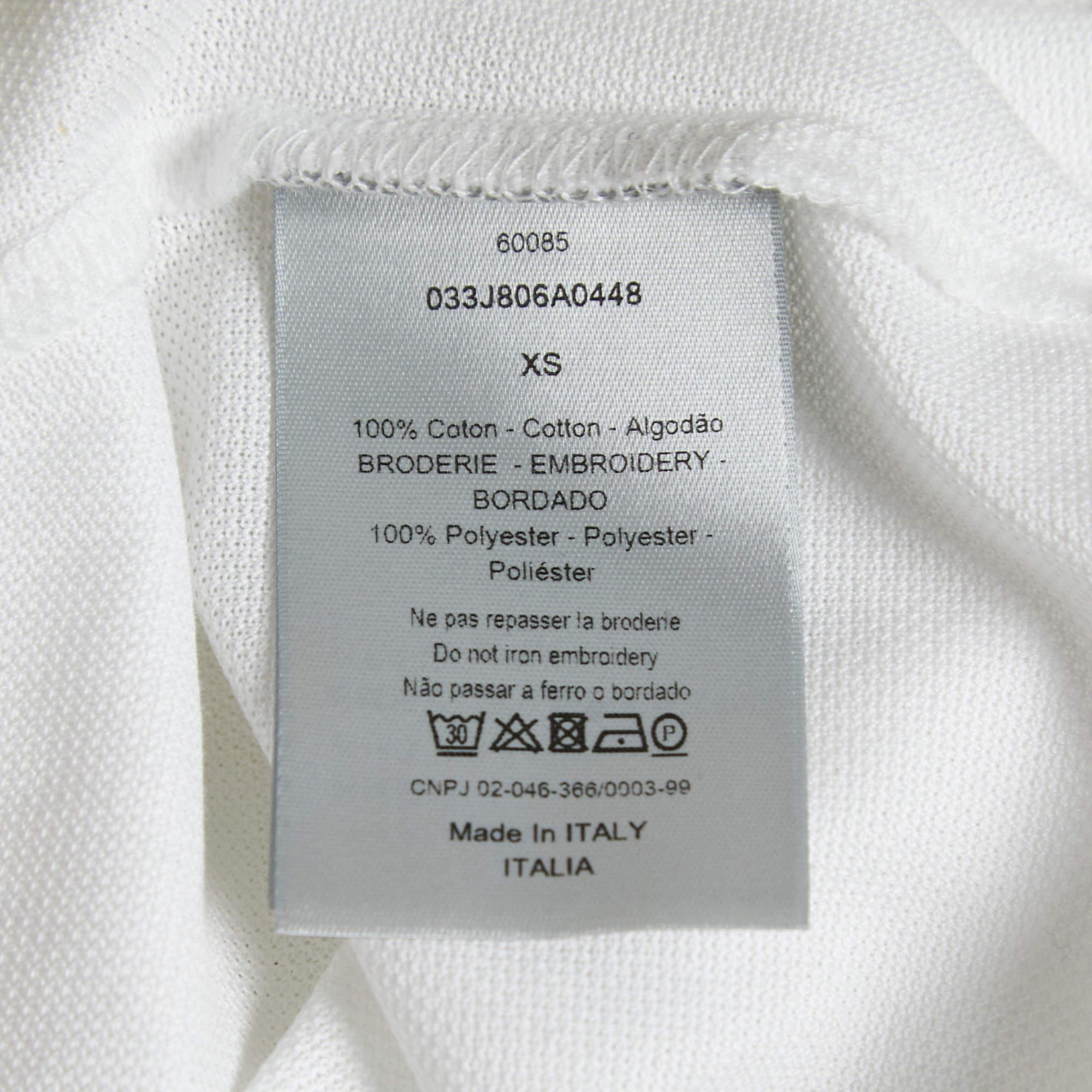 Dior X Jordan White Cotton Pique Logo Embroidered Polo T-Shirt XS 1