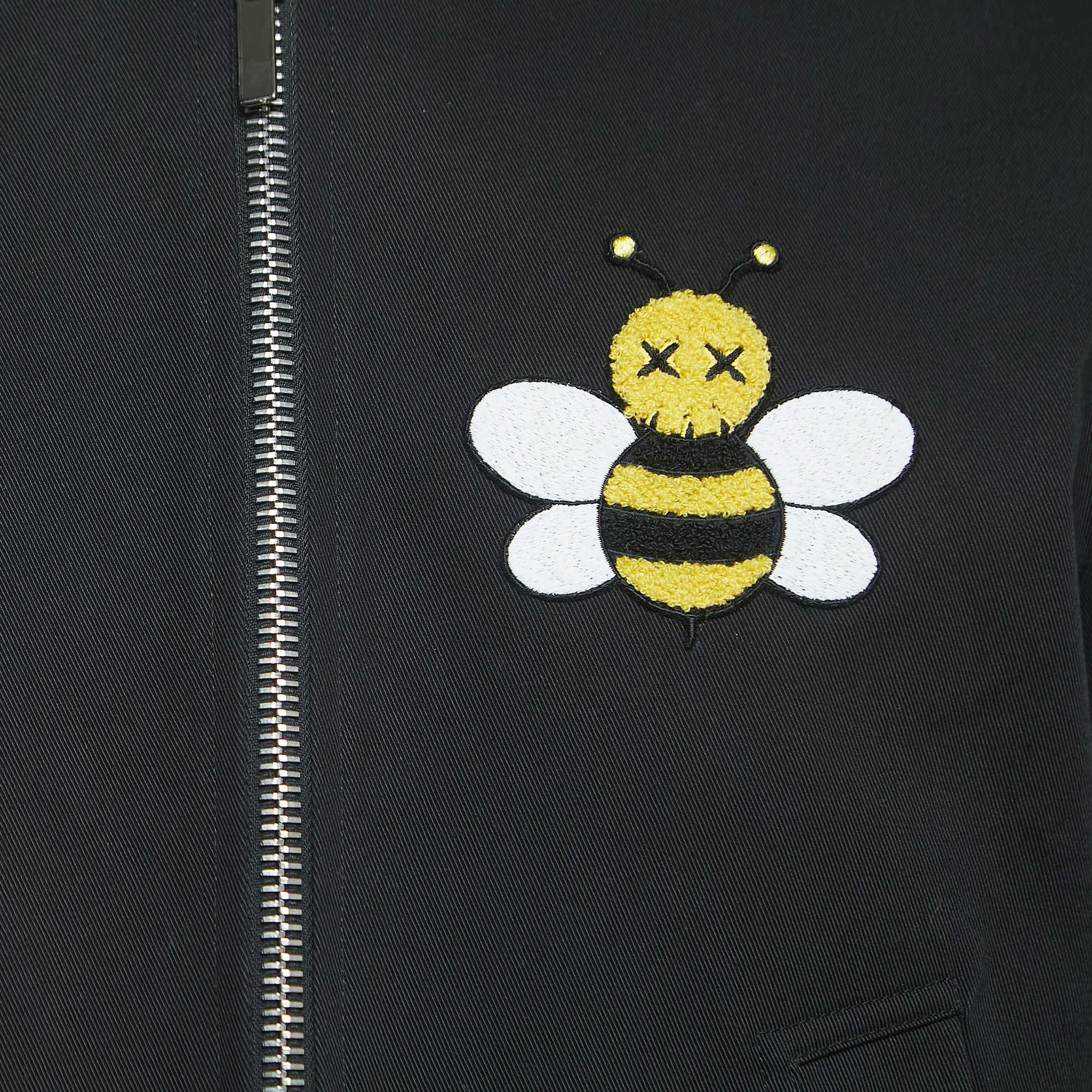 Dior X Kaws Black Bee Embroidered Denim Jacket L In Good Condition In Dubai, Al Qouz 2