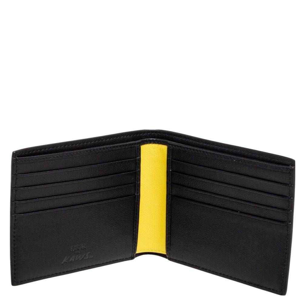 Dior x Kaws Black Leather Bee Bifold Wallet 1