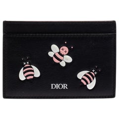 Dior x Kaws Black Leather Pink Bees Cardholder