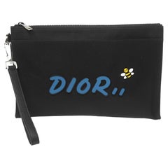 Dior x Kaws Black Nylon Bee Wristlet Pouch