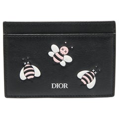 Dior x Kaws - Porte-cartes en cuir noir/rose en forme d'abeilles