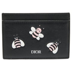 Dior x Kaws Black/Pink Leather Bees Cardholder