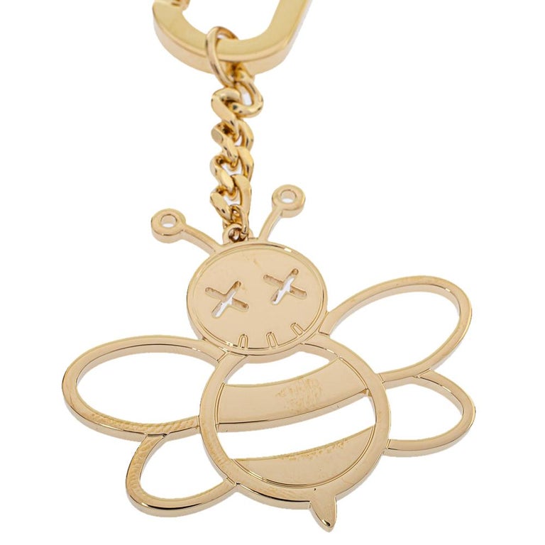 Dior x Kaws Bee Charm Yellow in Grained Calfskin with Silver-tone - US