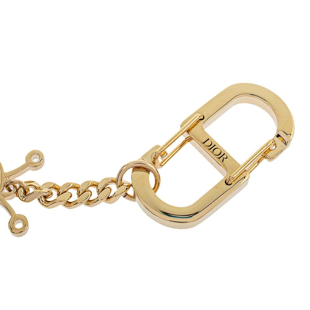 Dior x Kaws Gold Tone Bee Charm Keychain