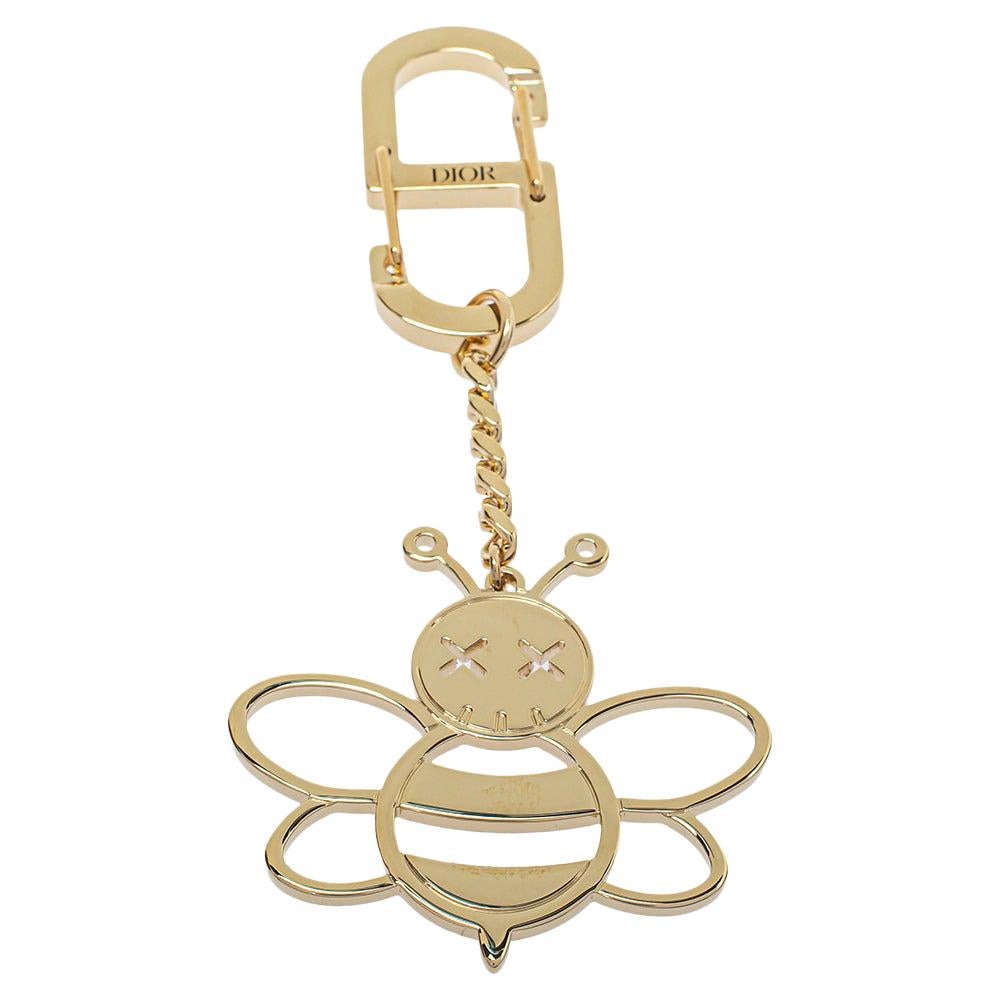 DIOR HOMME KAWS Cowes Bee bee Bag Charm Key Ring Key Holder Metal Gold