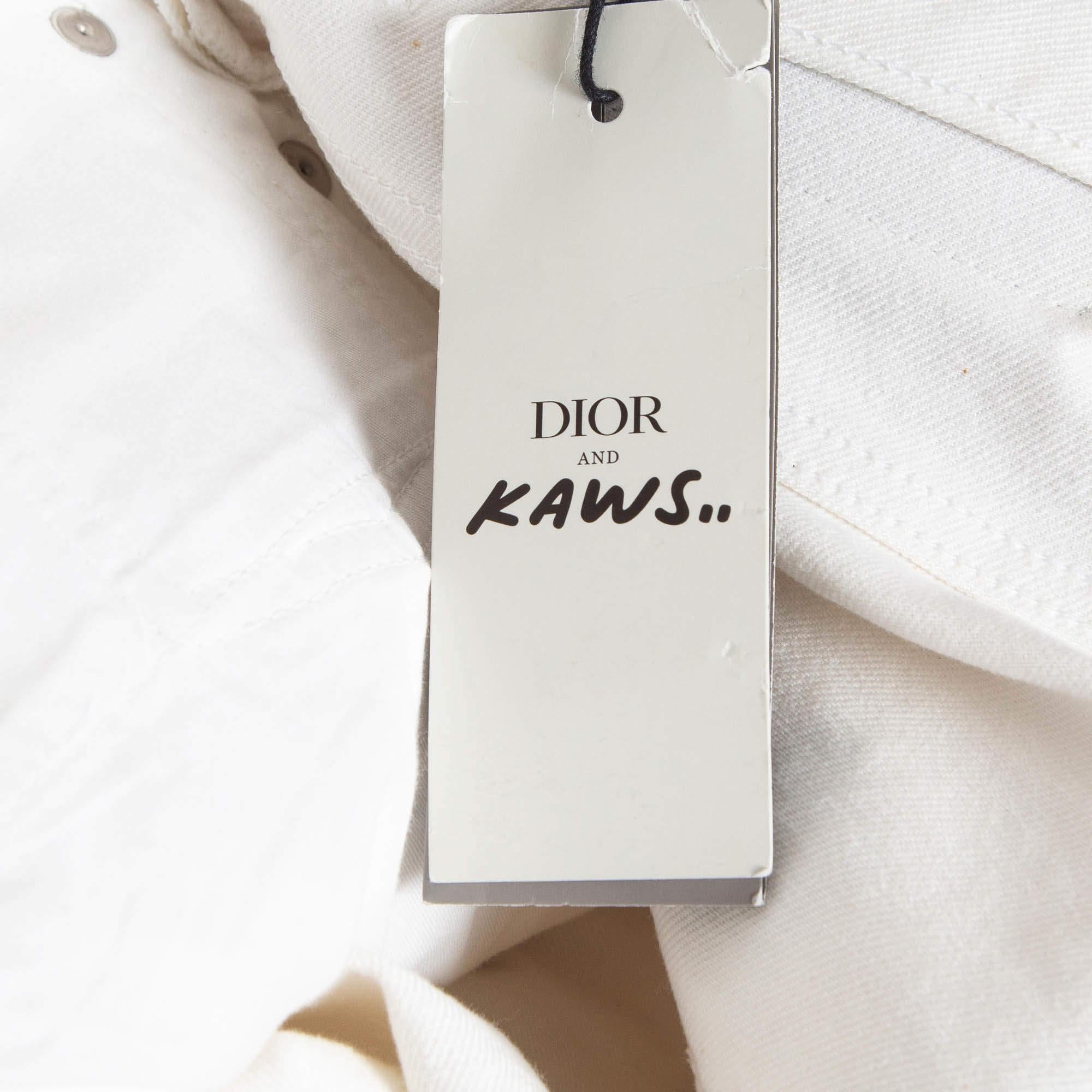 Dior X Kaws White Bee Embroidered Denim Jeans L Waist 34