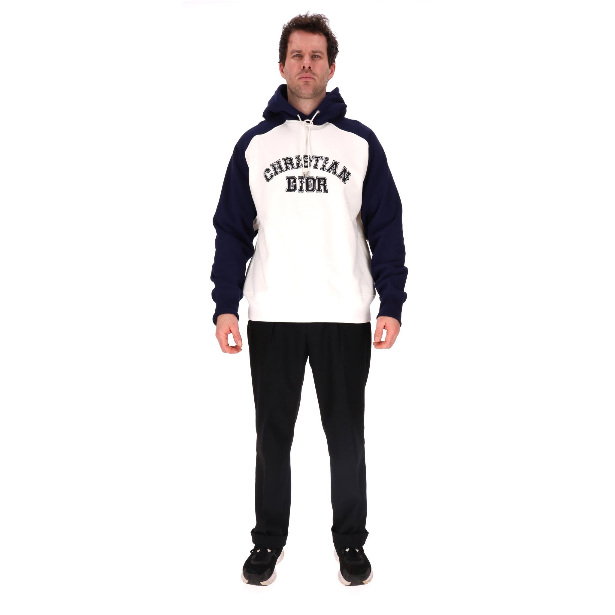Dior x Kenny Scharf Logo Embroidered Varsity Hoodie For Sale at