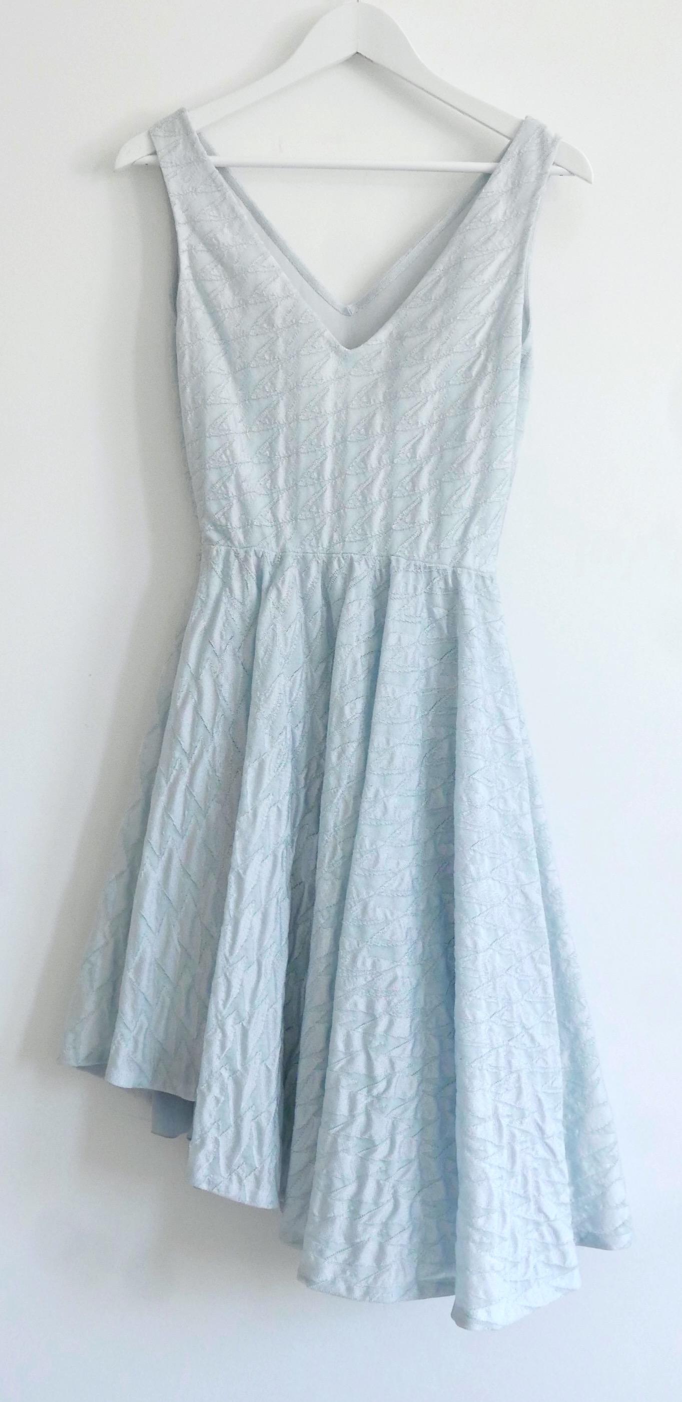 Dior x Raf Simons Dior Fall 2014 Pale Blue Textured Dress In New Condition For Sale In London, GB