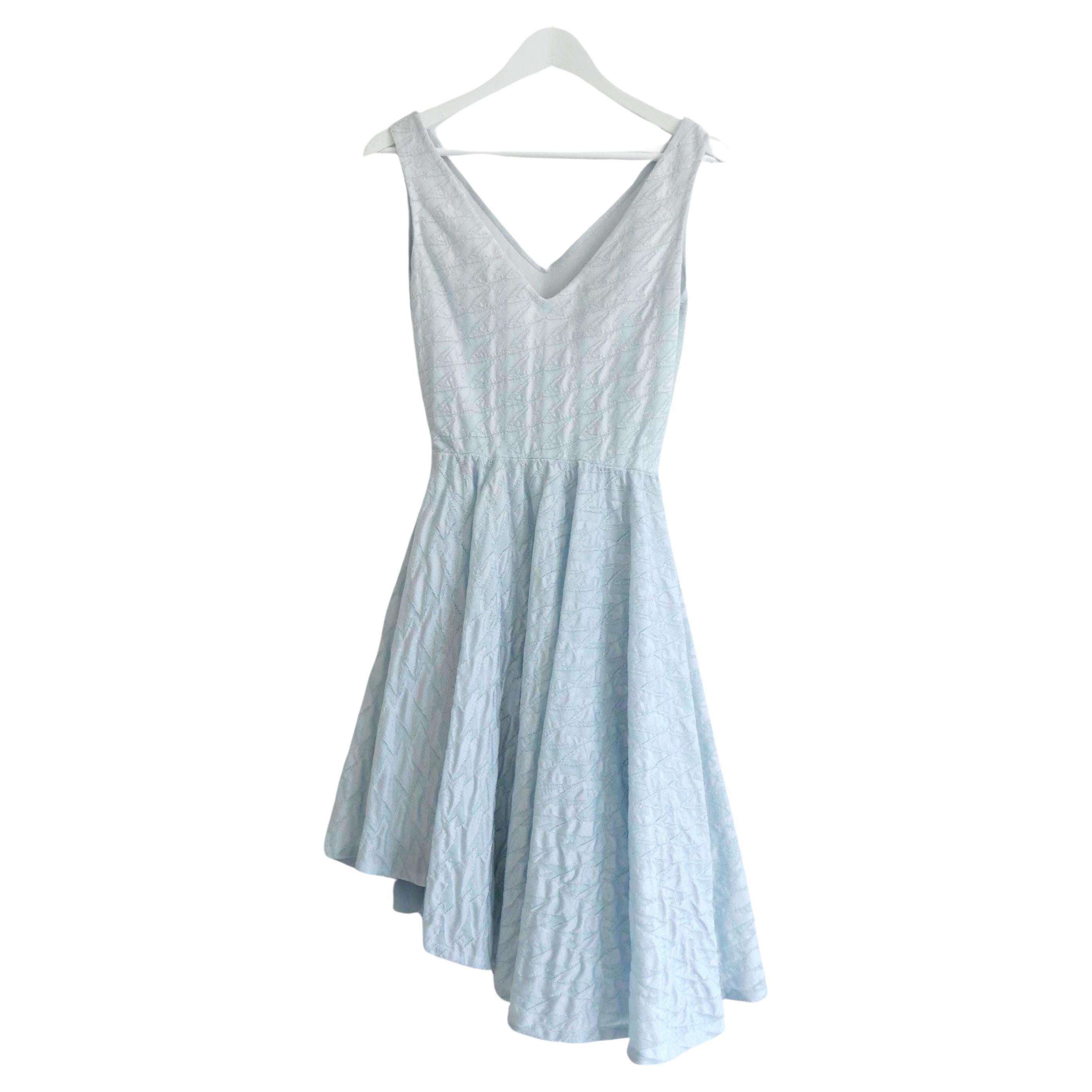 Dior x Raf Simons Dior Fall 2014 Pale Blue Textured Dress For Sale