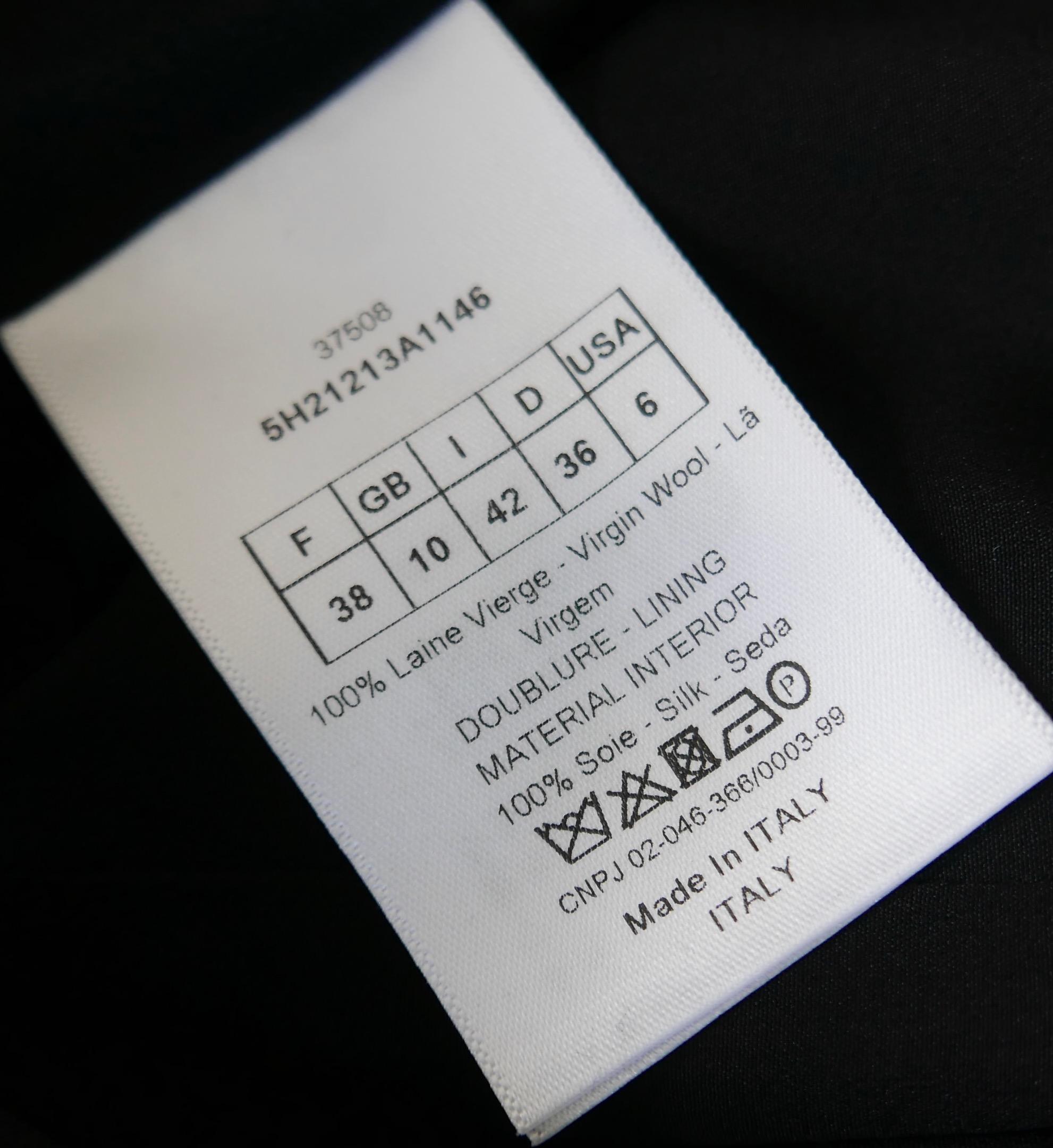 Dior x Raf Simons Otoño 2015 Chaqueta larga de tirantes negra en venta 4
