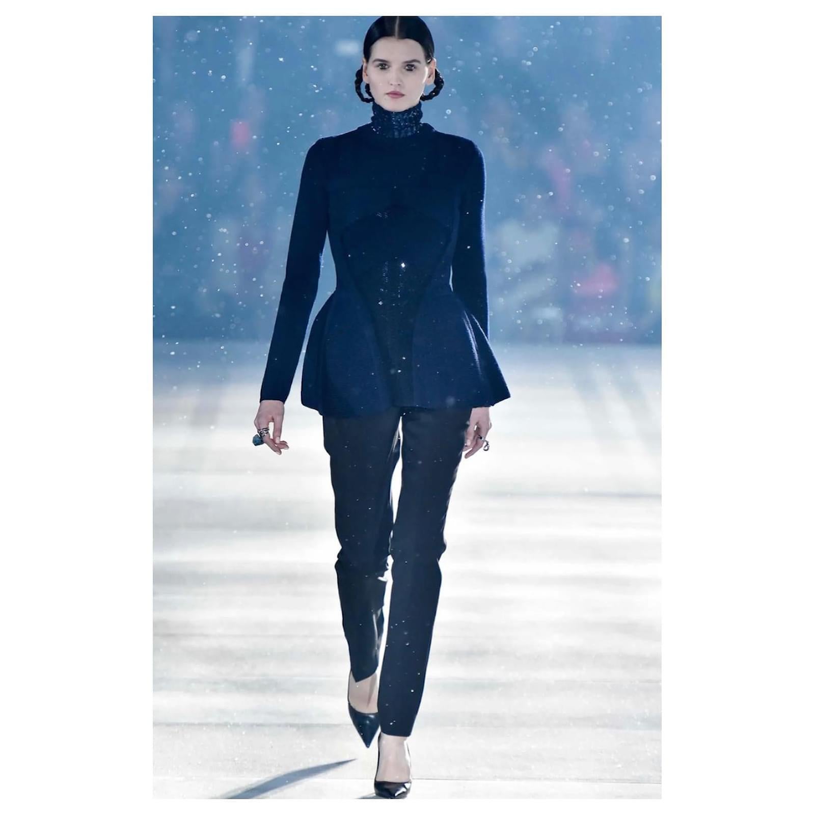 Dior x Raf Simons Pre-Fall 15 - Top péplum en maille à sequins en vente 8