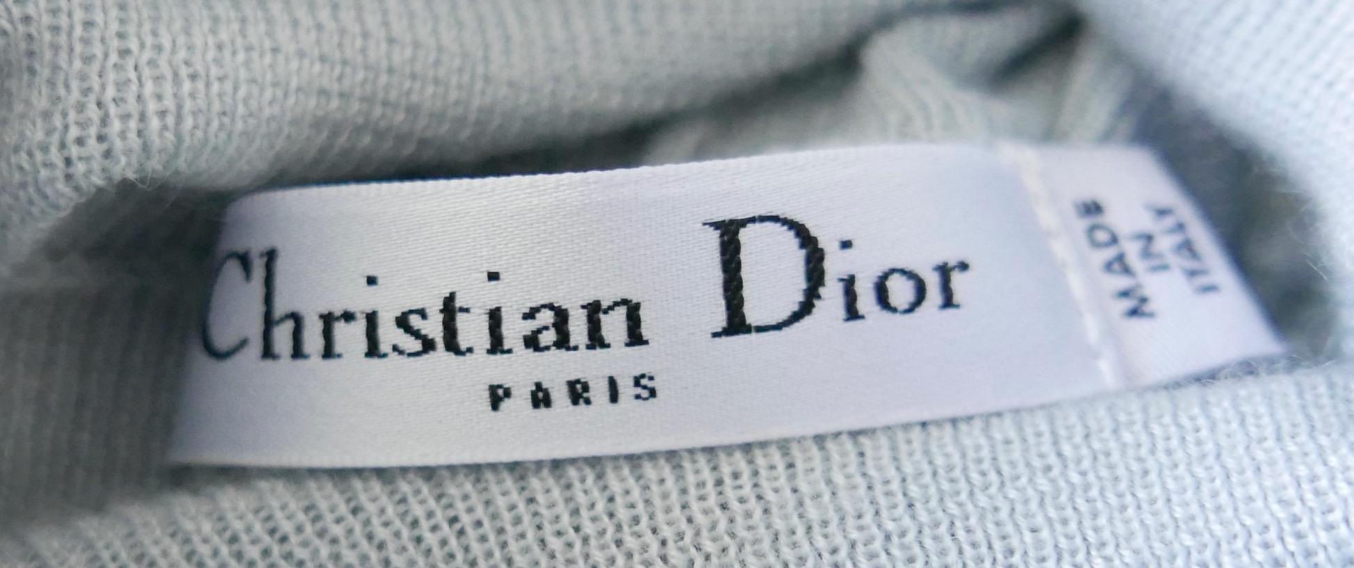 Dior x Raf Simons Pre-Fall 2014 Duck Egg Blue Cashmere/Silk High Neck Sweater  For Sale 3