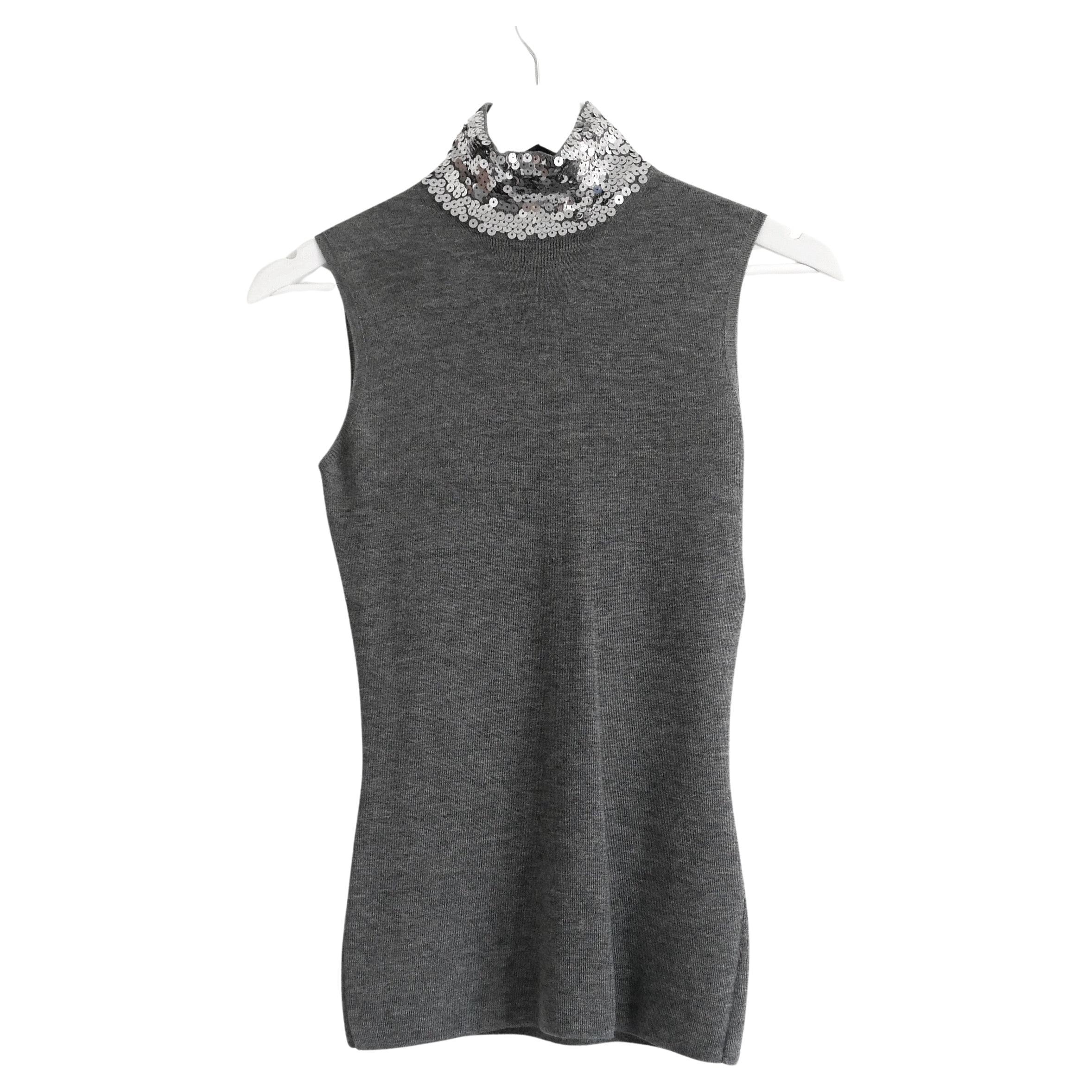 Dior x Raf Simons Pre-Fall 2015 Sequin High Neck Sleeveless Sweater  For Sale
