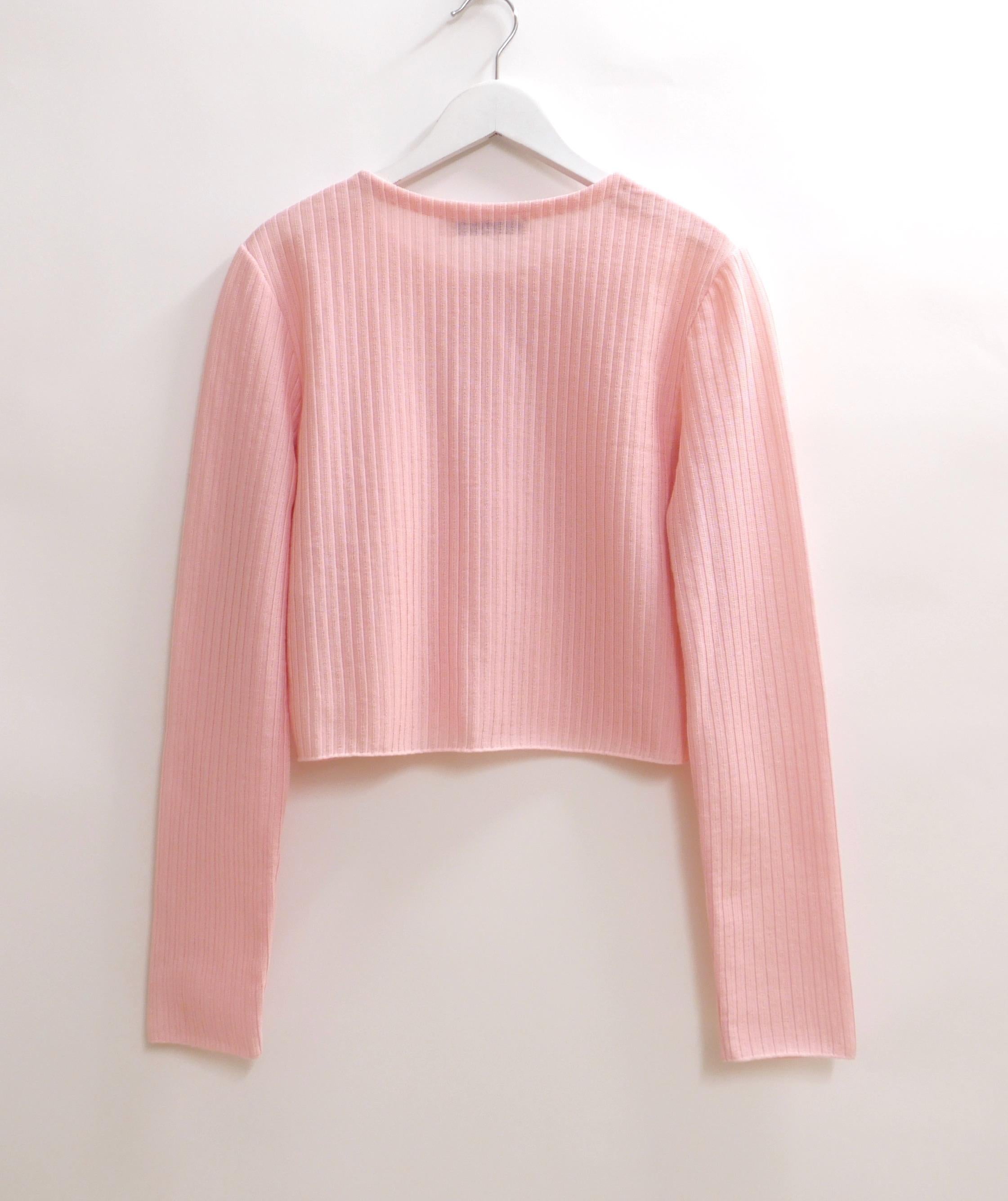 Beige Dior x Raf Simons Spring 2015 Pink Cropped Cardigan For Sale