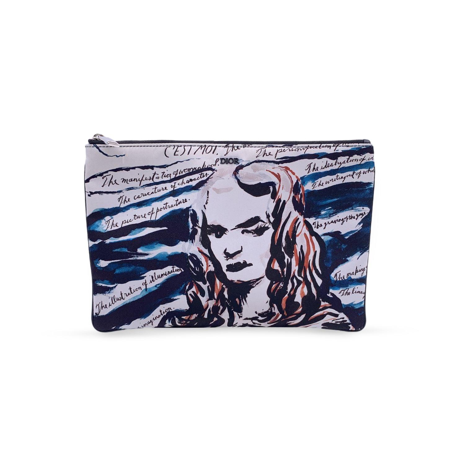 Noir Sac pochette Dior x Raymond Pettibon multicolore en nylon avec fermeture éclair en vente
