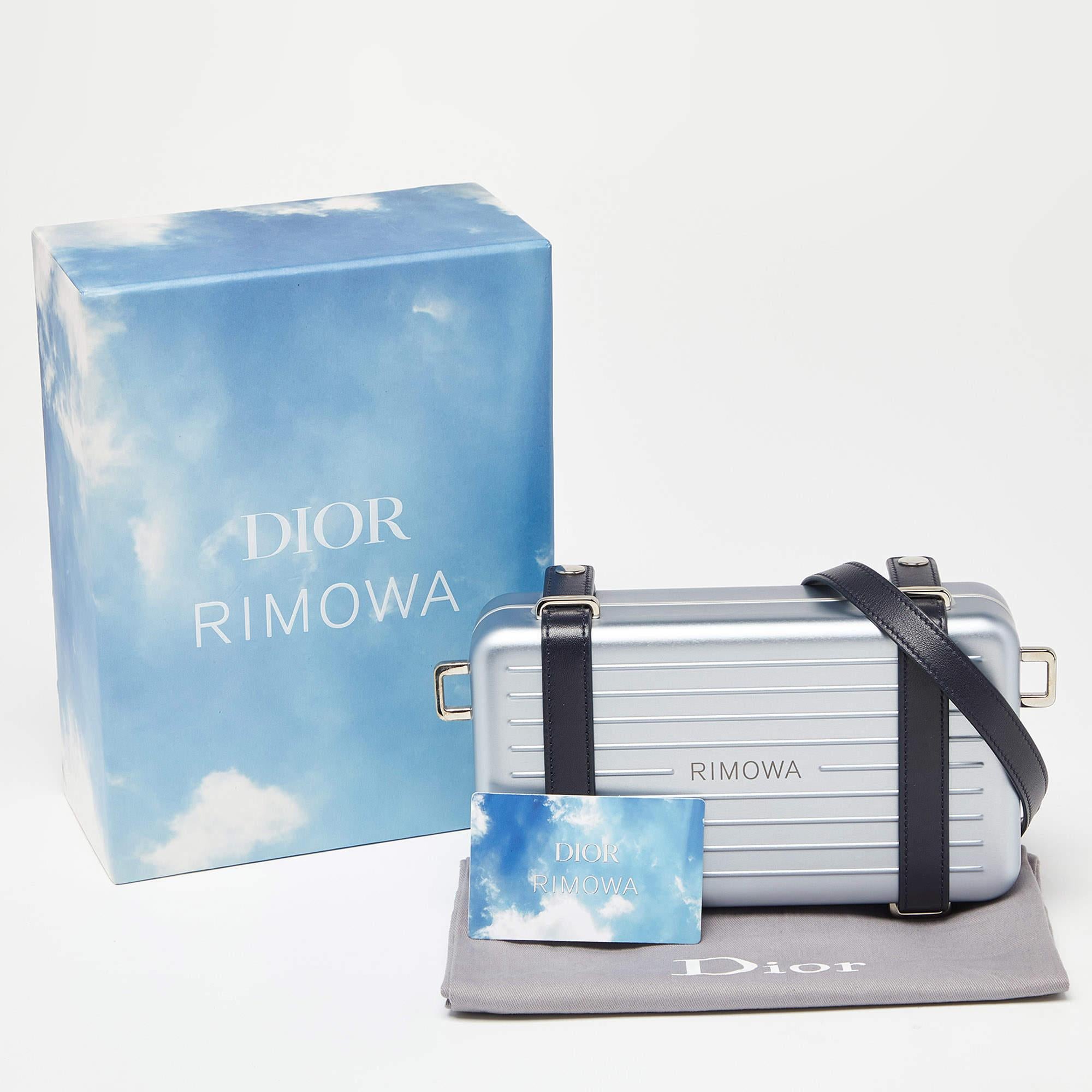 Dior x Rimowa Blue Aluminum and Leather Personal Clutch Bag 10