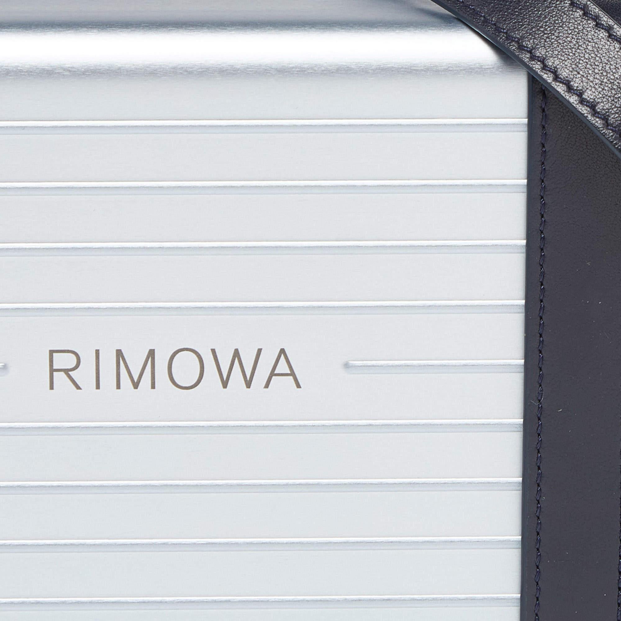 Men's Dior x Rimowa Blue Aluminum and Leather Personal Clutch Bag