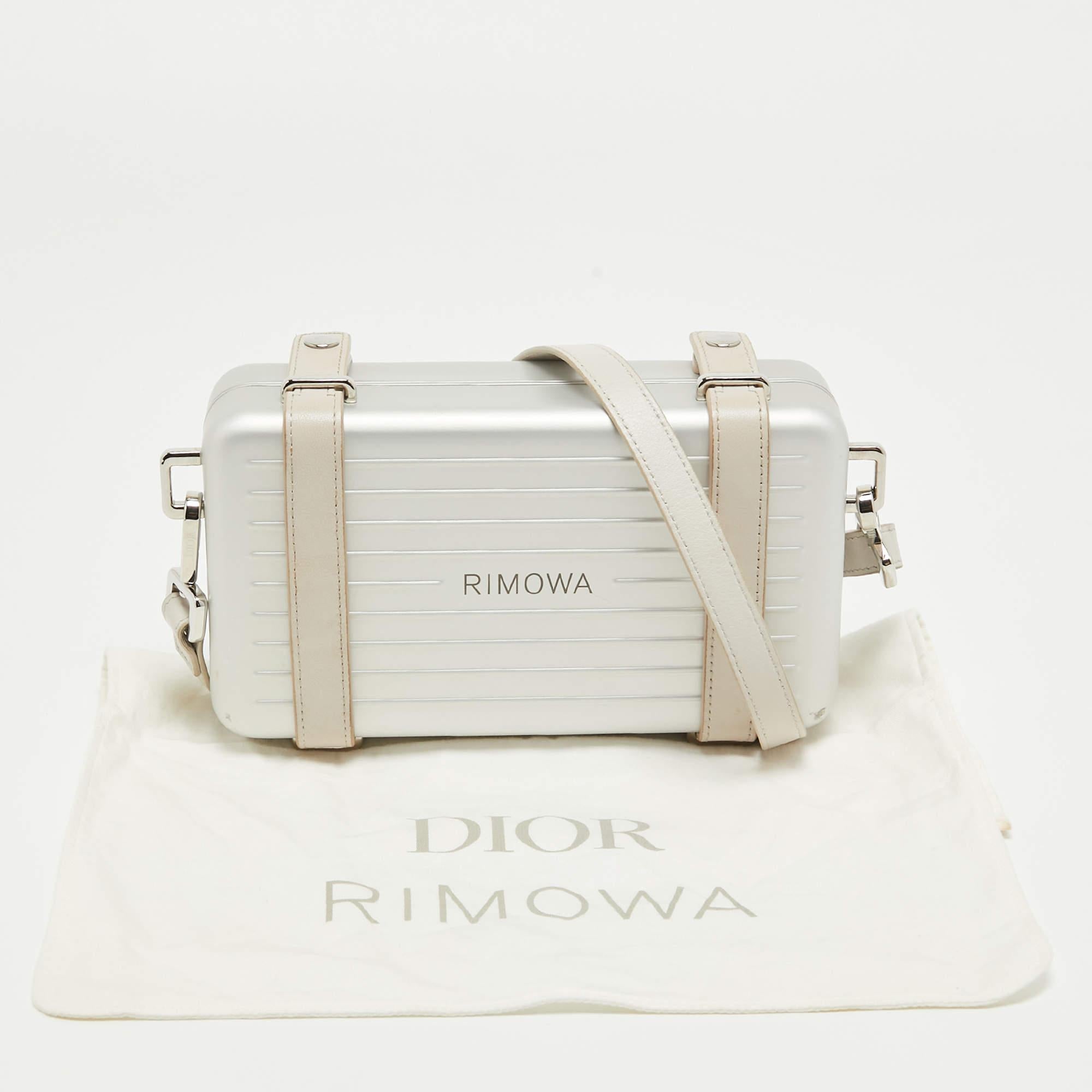 Women's Dior x Rimowa Off White/Grey Aluminum and Leather Personal Clutch Bag For Sale
