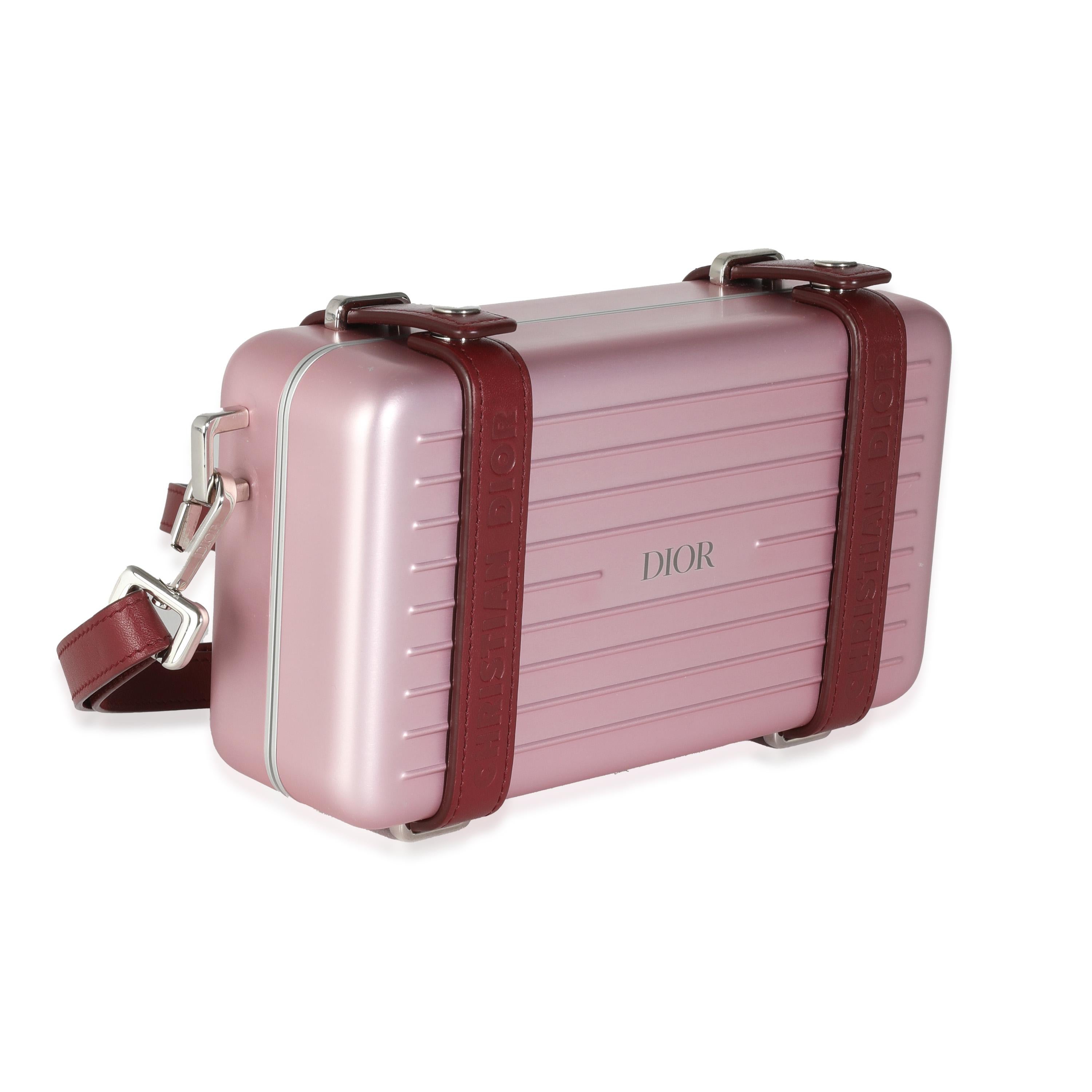 Beige Dior x Rimowa Rose Aluminum Personal Clutch On Strap