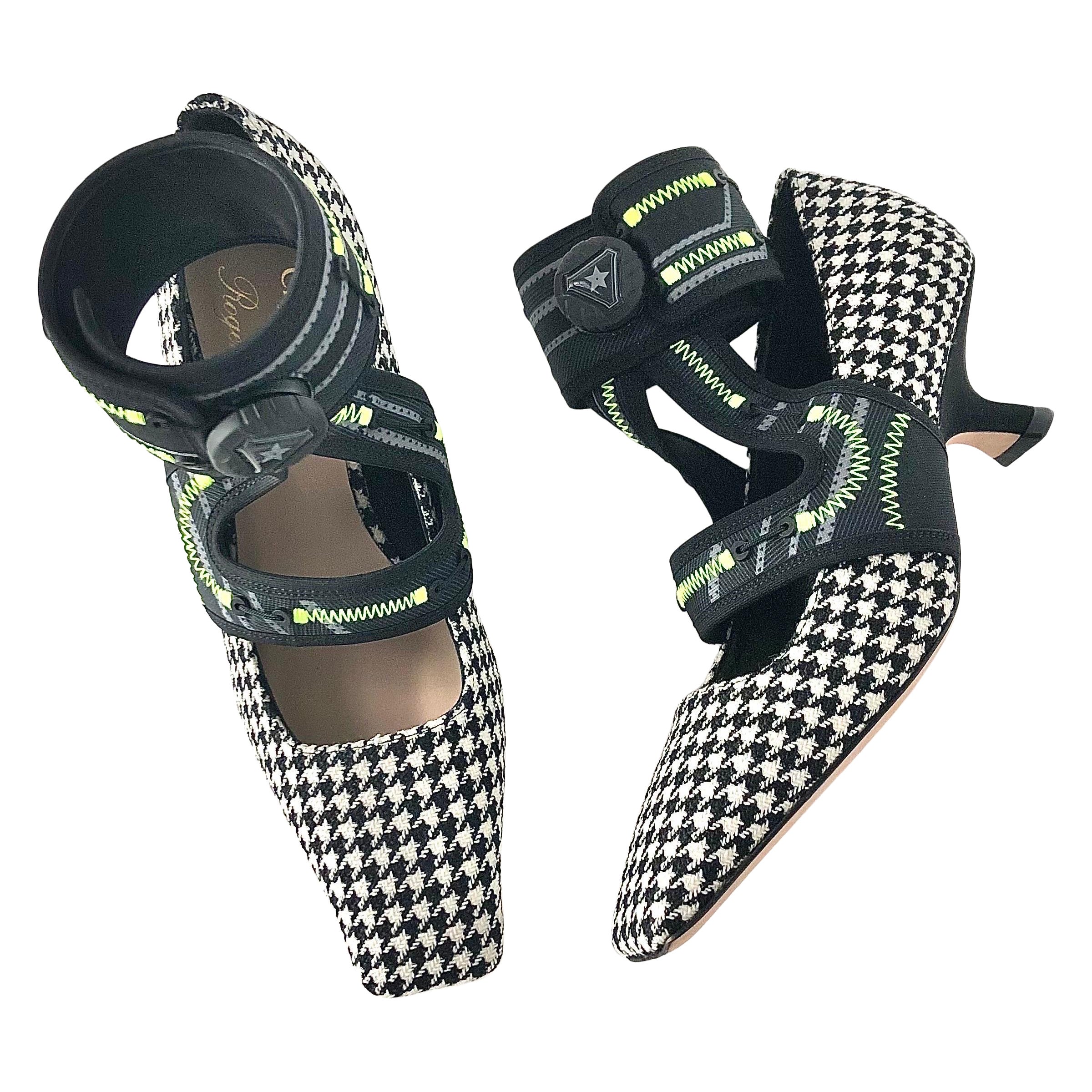 Dior X Roger Vivier Pumps Maryjane con tacco gattino e pied de poule 36.5